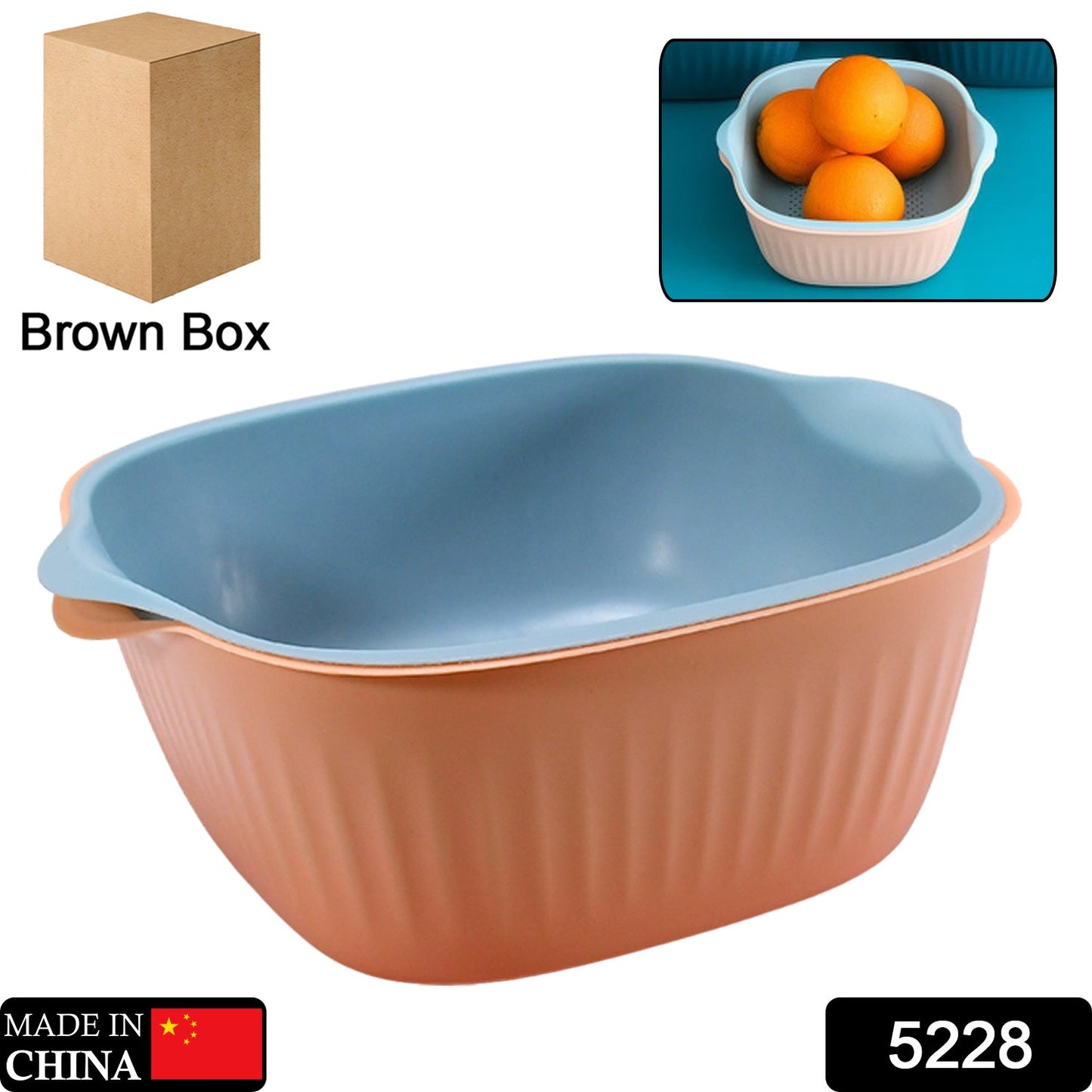 Top view of the grey plastic washing bowl and drainer basket.