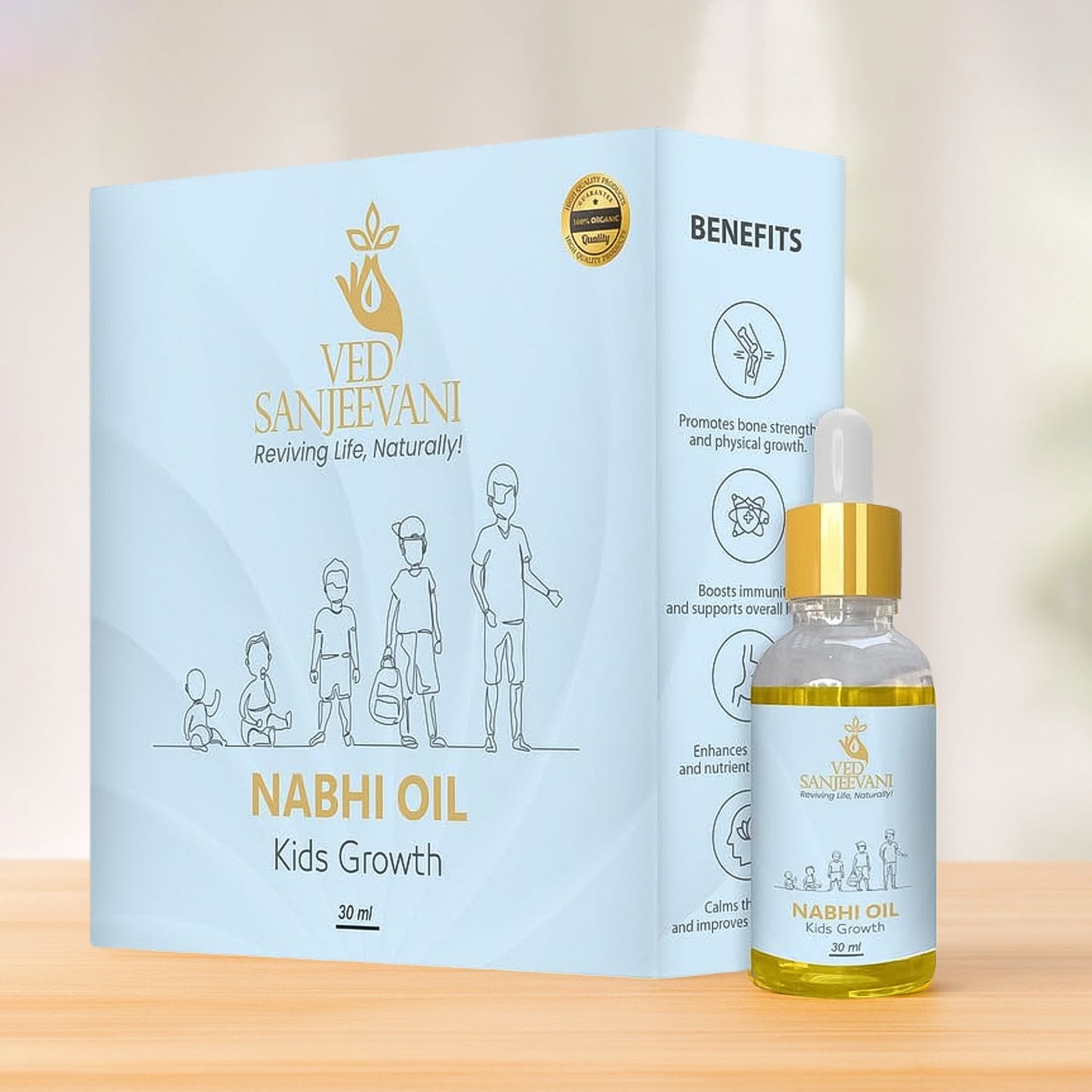 Kids Growth Nabhi Oil in glass dropper bottle supporting bone strength