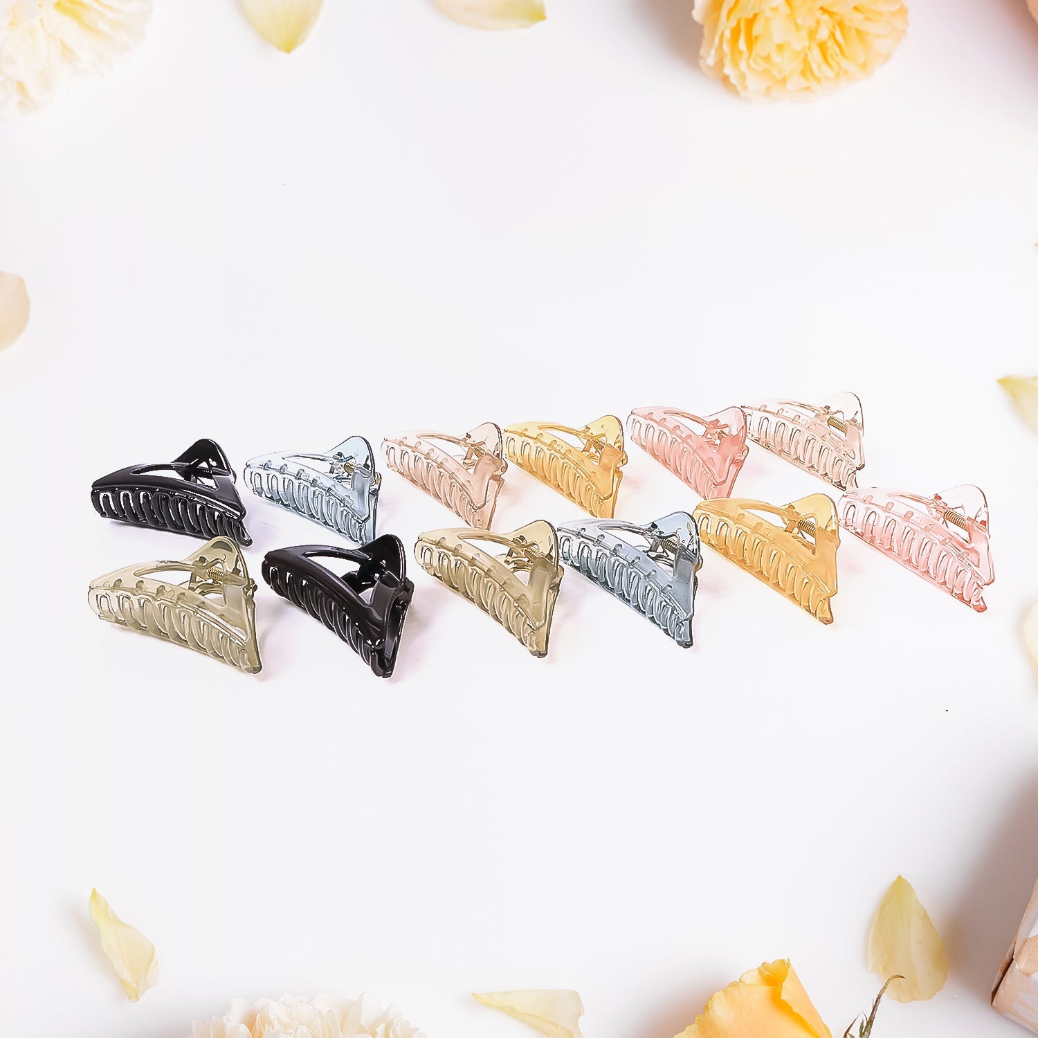 Fashionable triangle shaped plastic hair clamp clip in assorted translucent colors