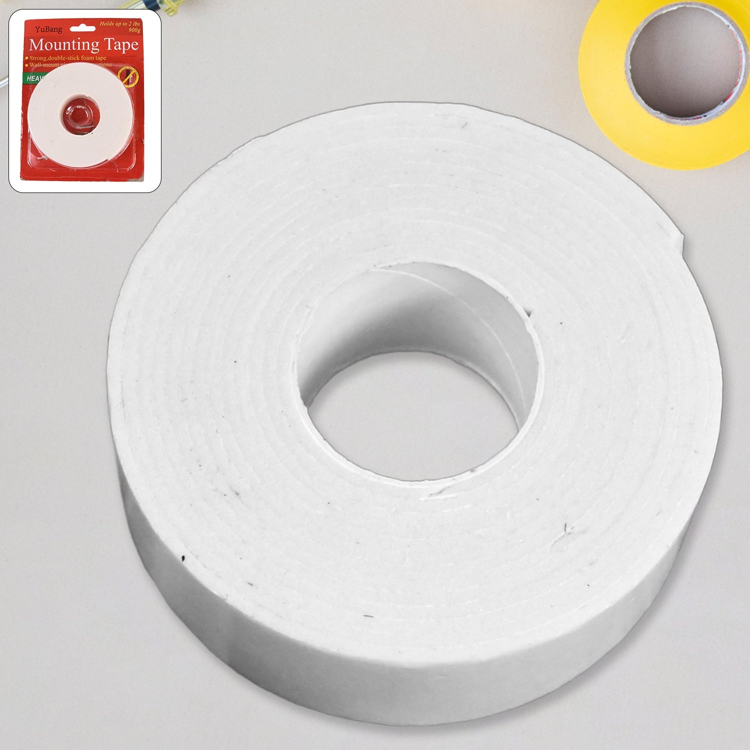 PowerGrip large double sided foam tape package for mounting