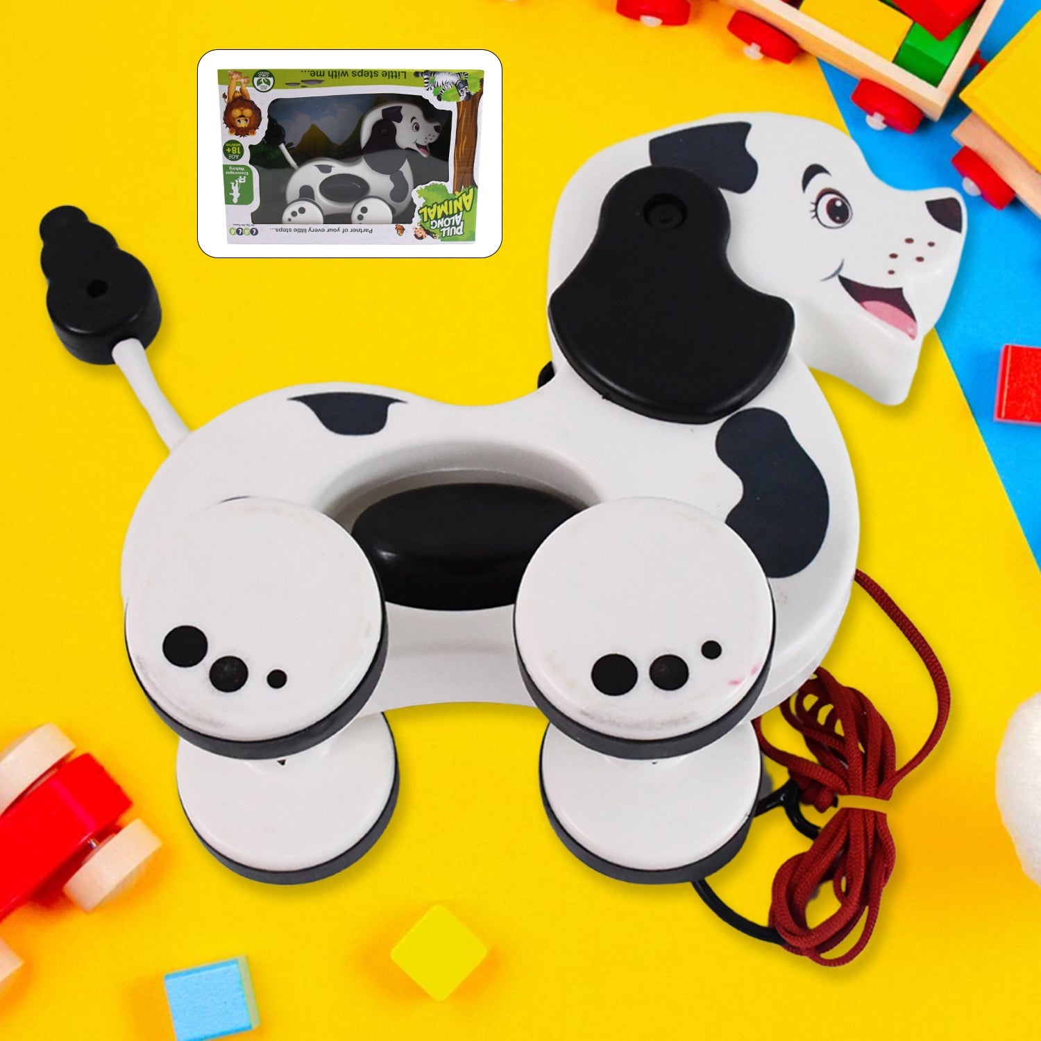 Pull along toddler toy with attractive puppy dog design for kids