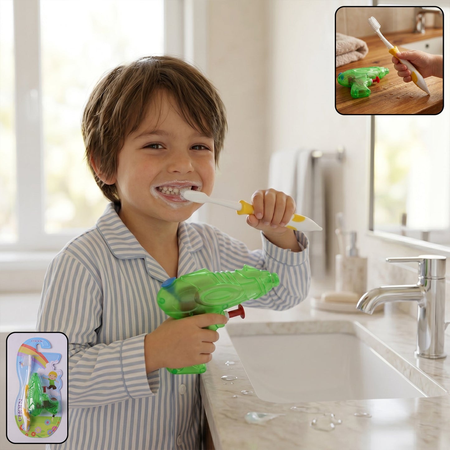 Colorful kids cartoon toothbrush with airplane design for fun brushing