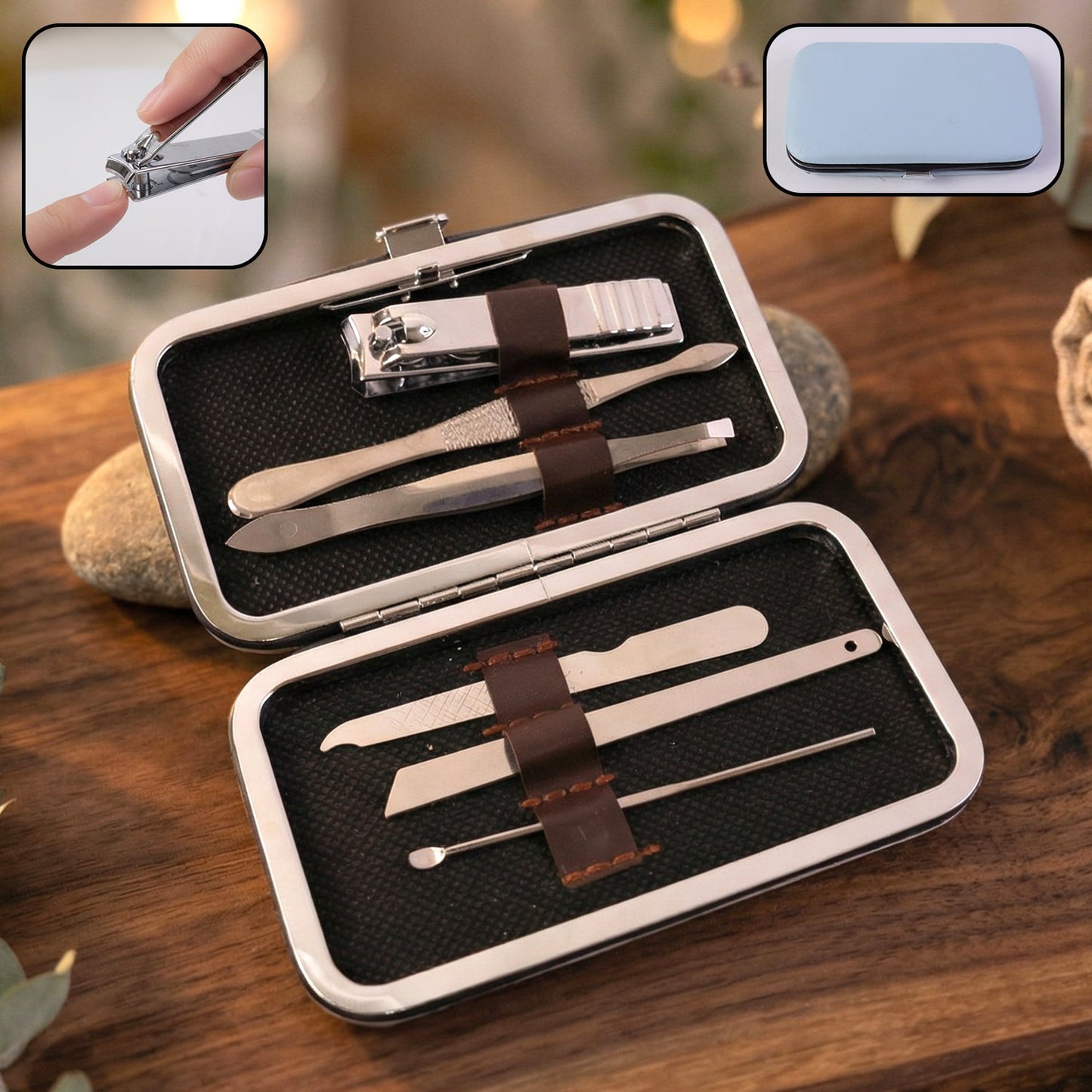 6 in 1 premium nail care manicure pedicure grooming kit in travel case