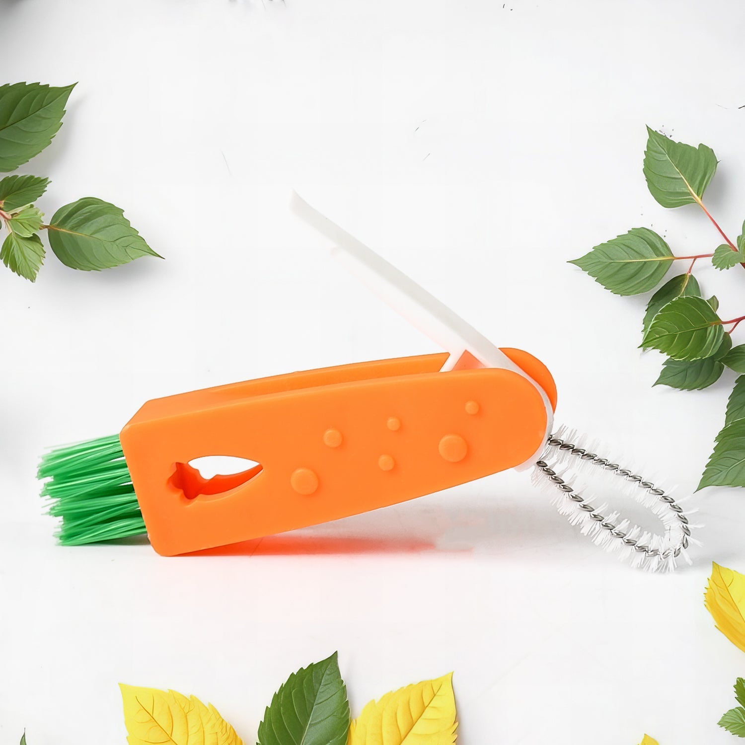 Close-up view of the durable bristles on the multi-functional bottle brush.