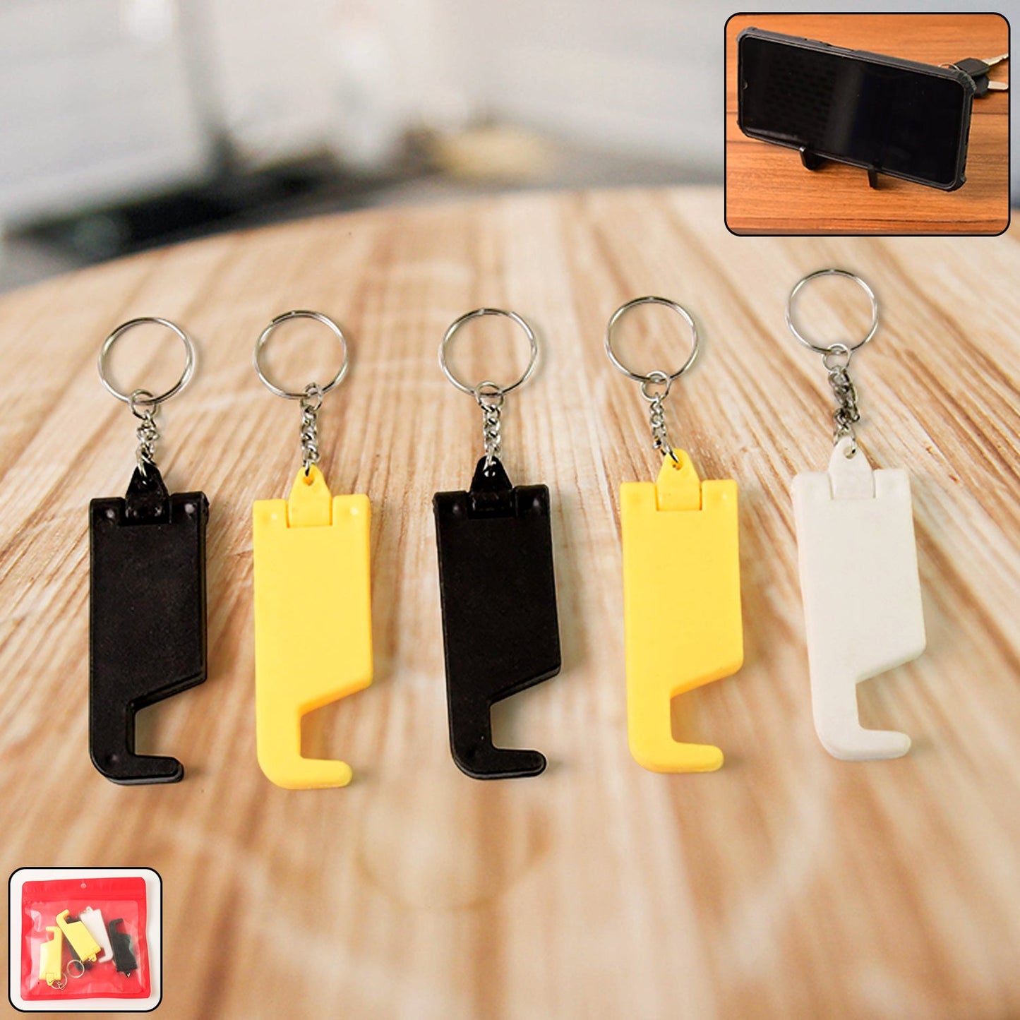 Pocket stand key mate plastic phone holder keychain