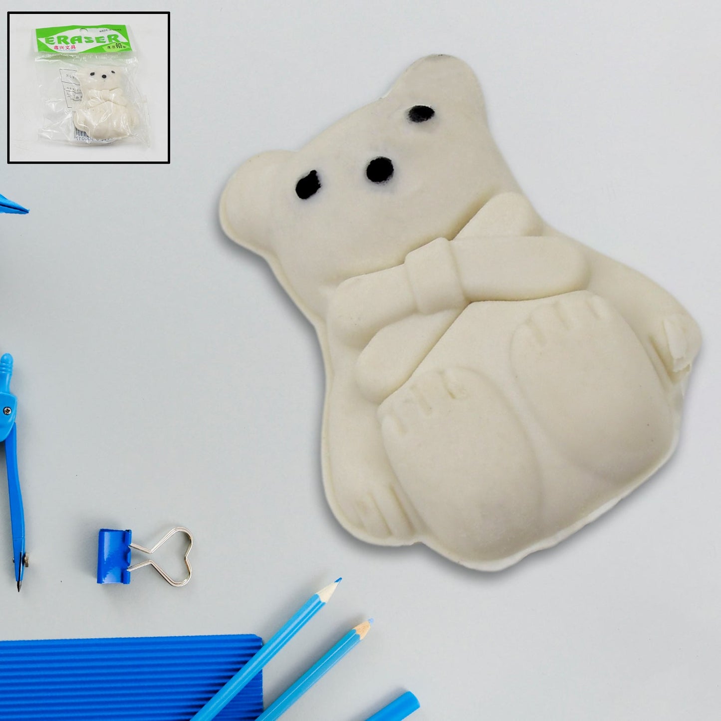 Close-up of a whimsical animal-shaped cartoon eraser, perfect for fun.