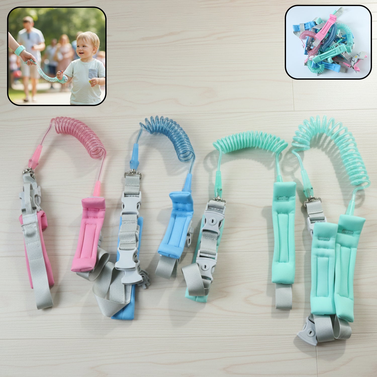 Baby safety walking leash with padded wrist cuff for toddlers