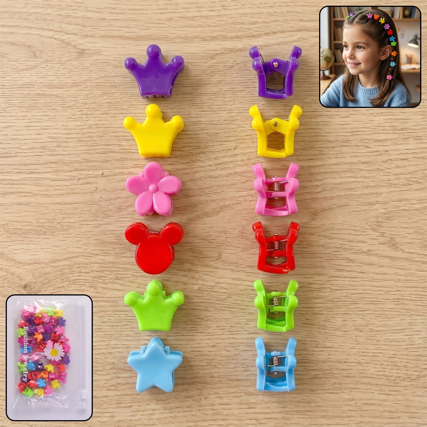 Colorful mini hair claw clips set for girls