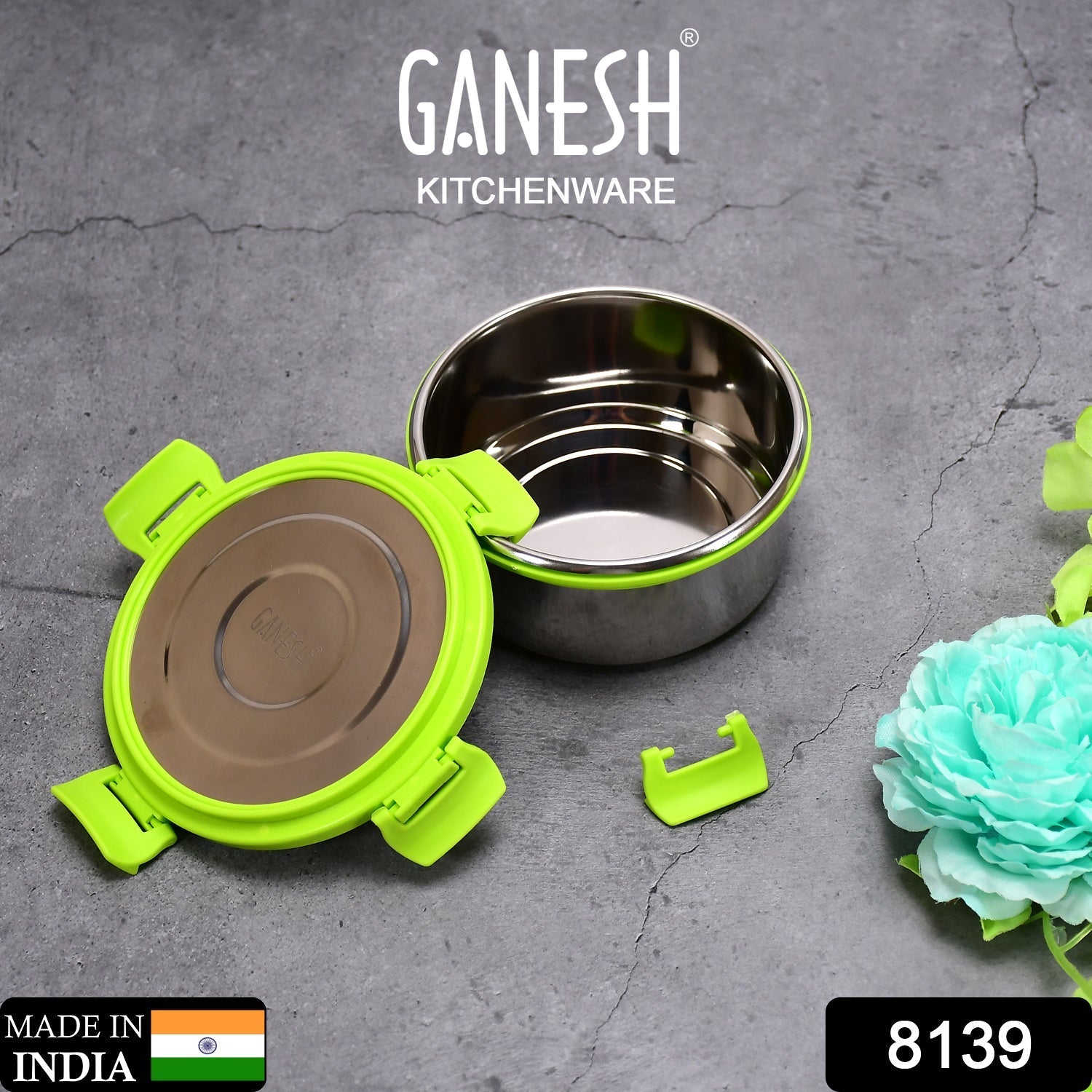 Ganesh 400ml airtight lunch container, perfect for office meals.