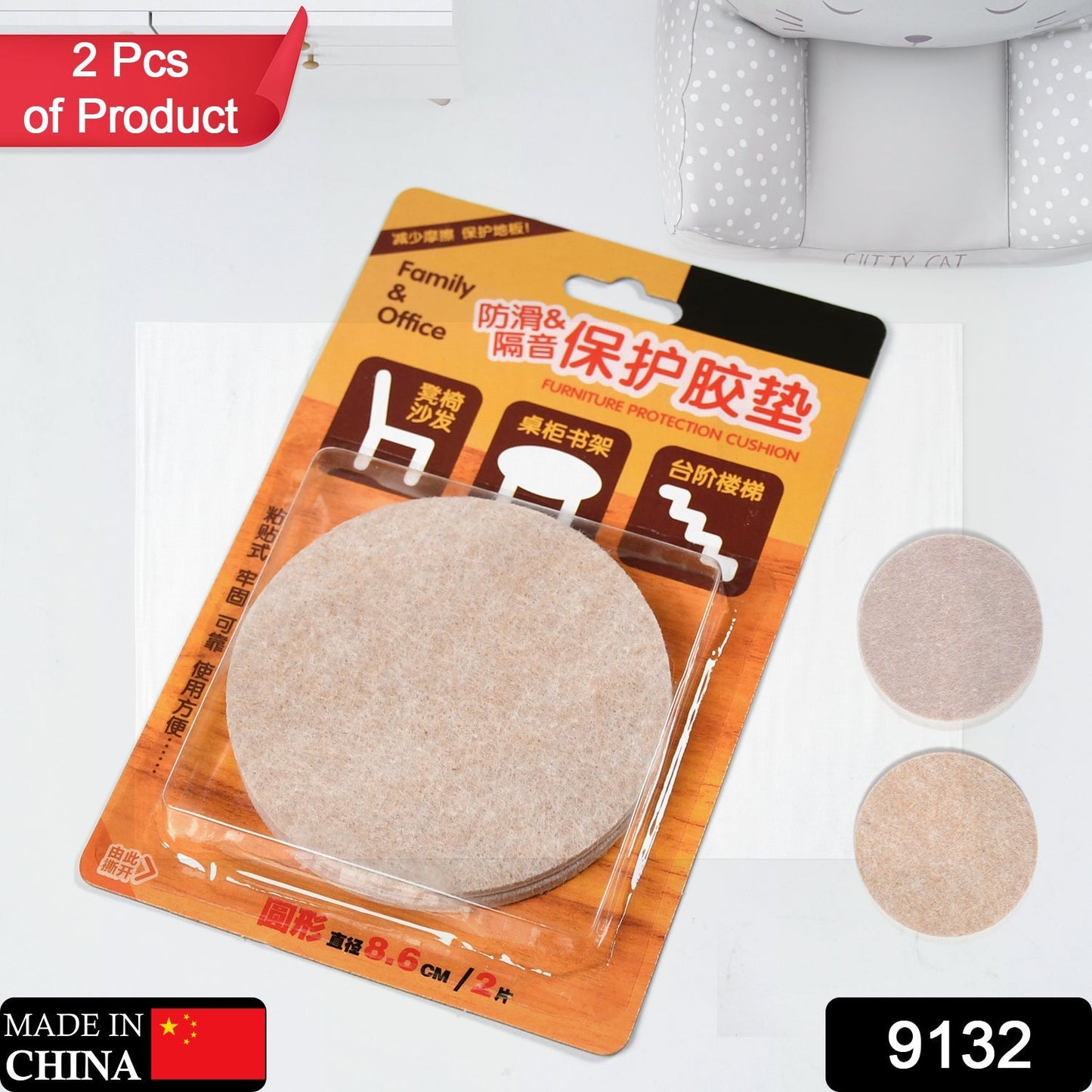 A person applying an adhesive-backed cork coaster to a surface as part of a DIY craft project.