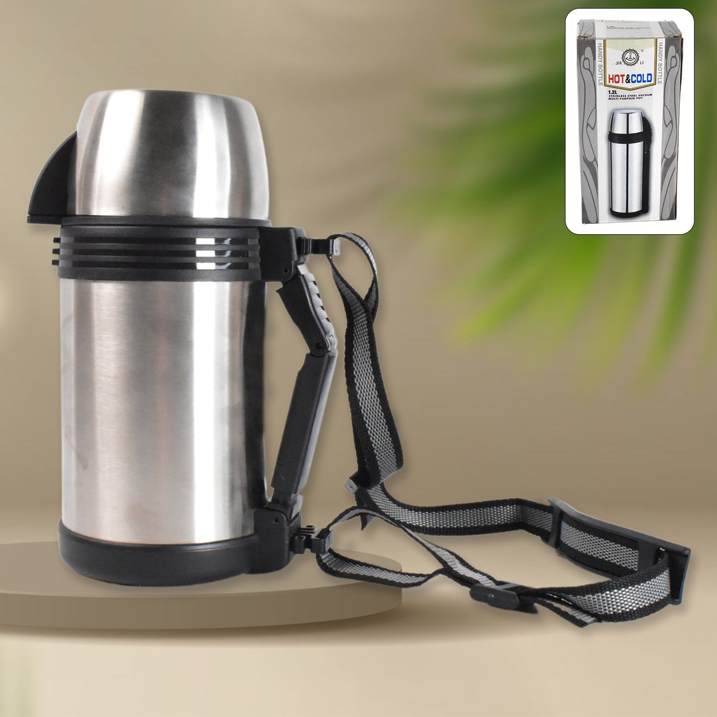 Portable stainless steel vacuum flask bottle for coffee and tea, 1200ml capacity