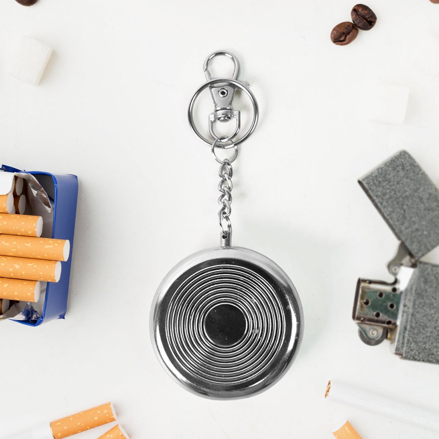 Travel cigarette ashtray keyring lightweight and compact