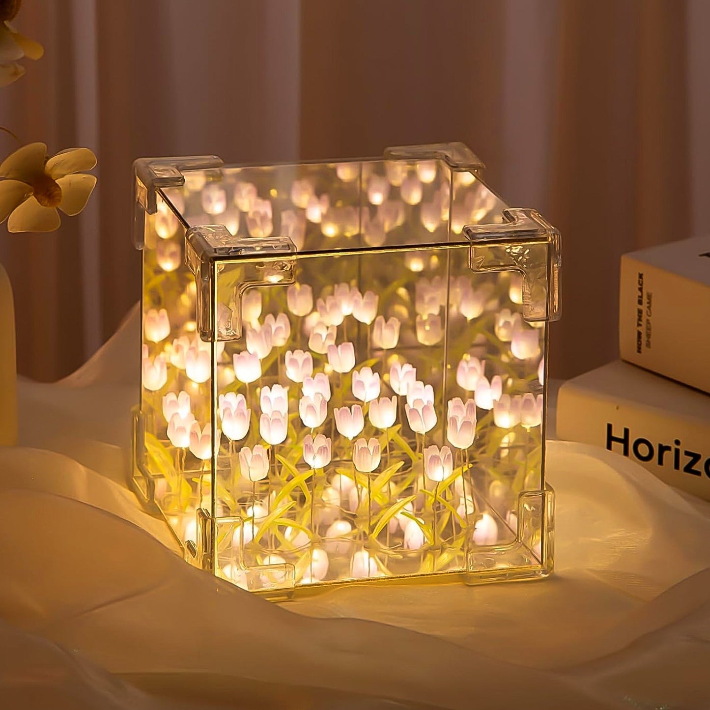 Tulip LED Night Lamp showcasing vibrant illuminated tulip flowers.