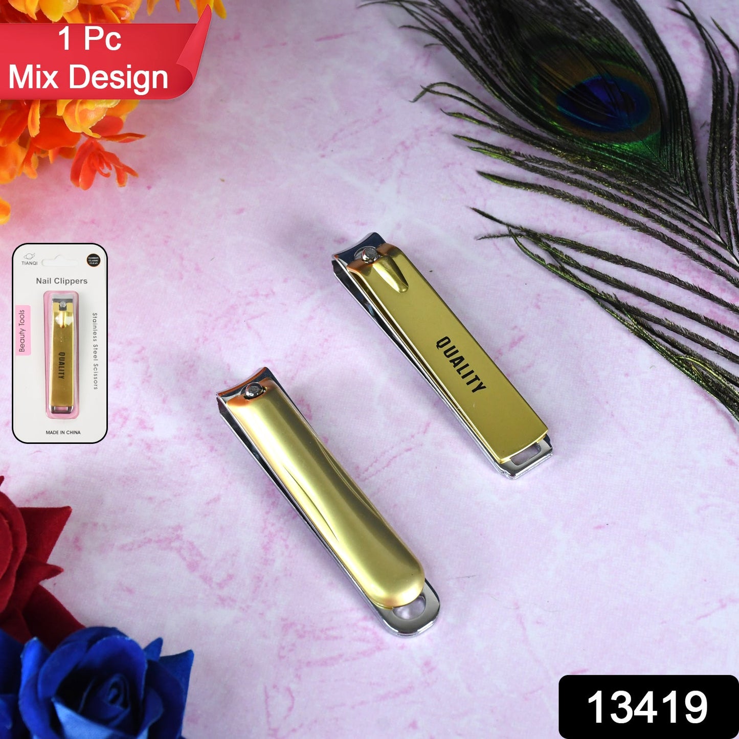 Top-down view of the compact folding nail clippers, highlighting its portable design.