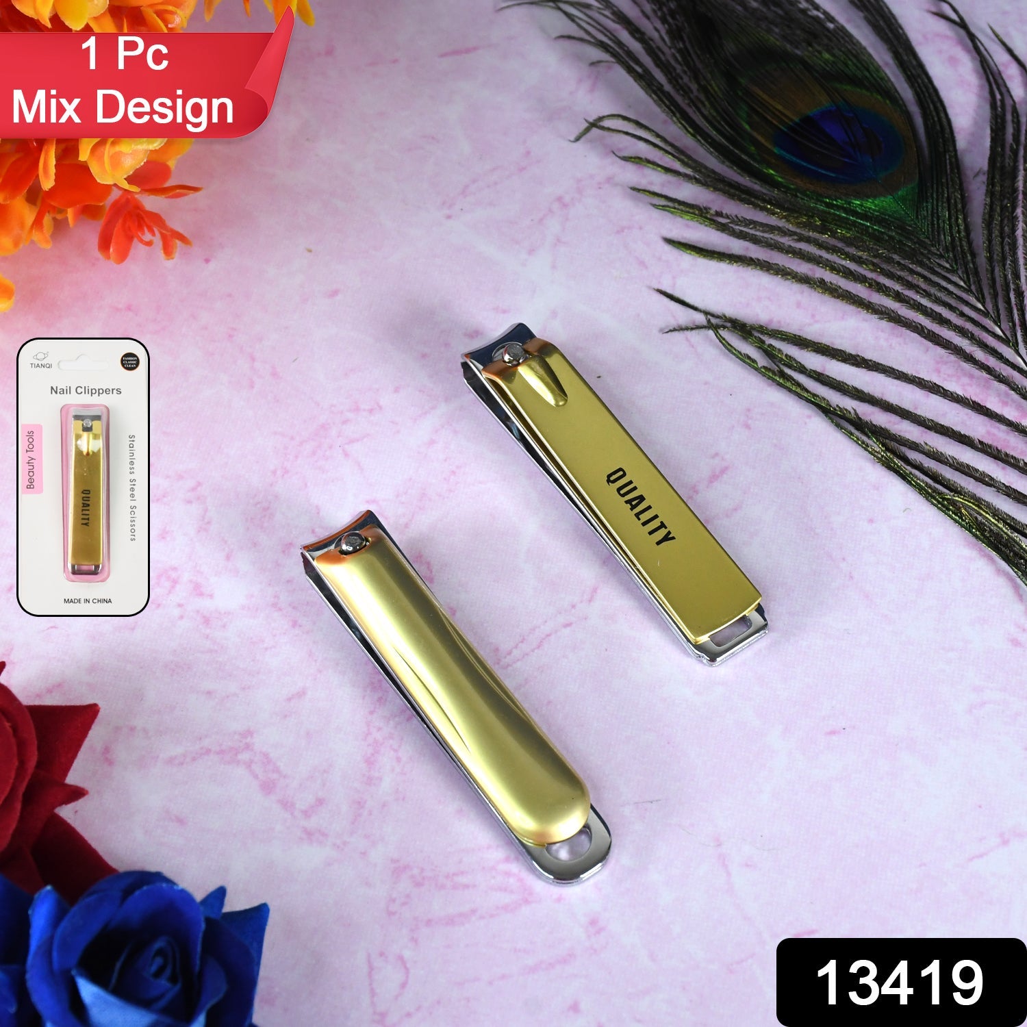 Top-down view of the compact folding nail clippers, highlighting its portable design.