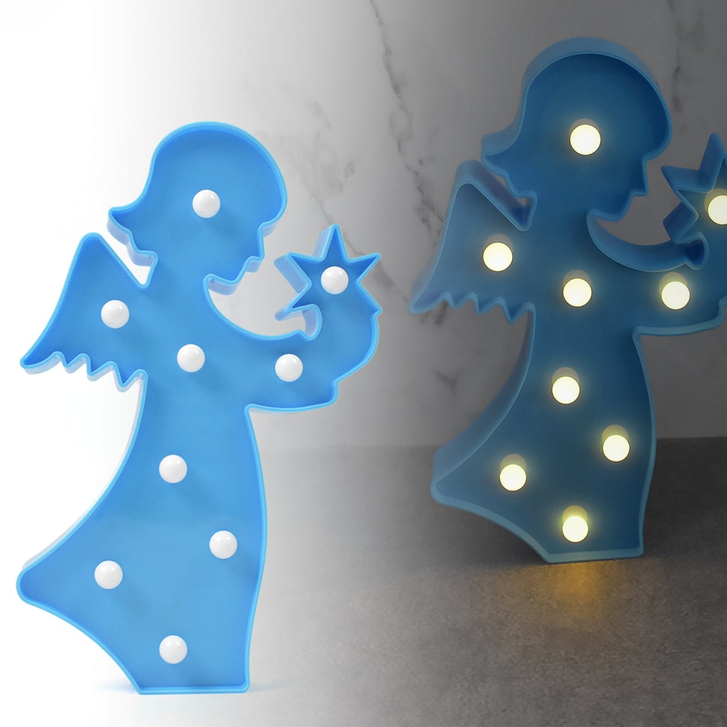 Glowing LED angel night light with a warm glow, perfect for serene room decor.