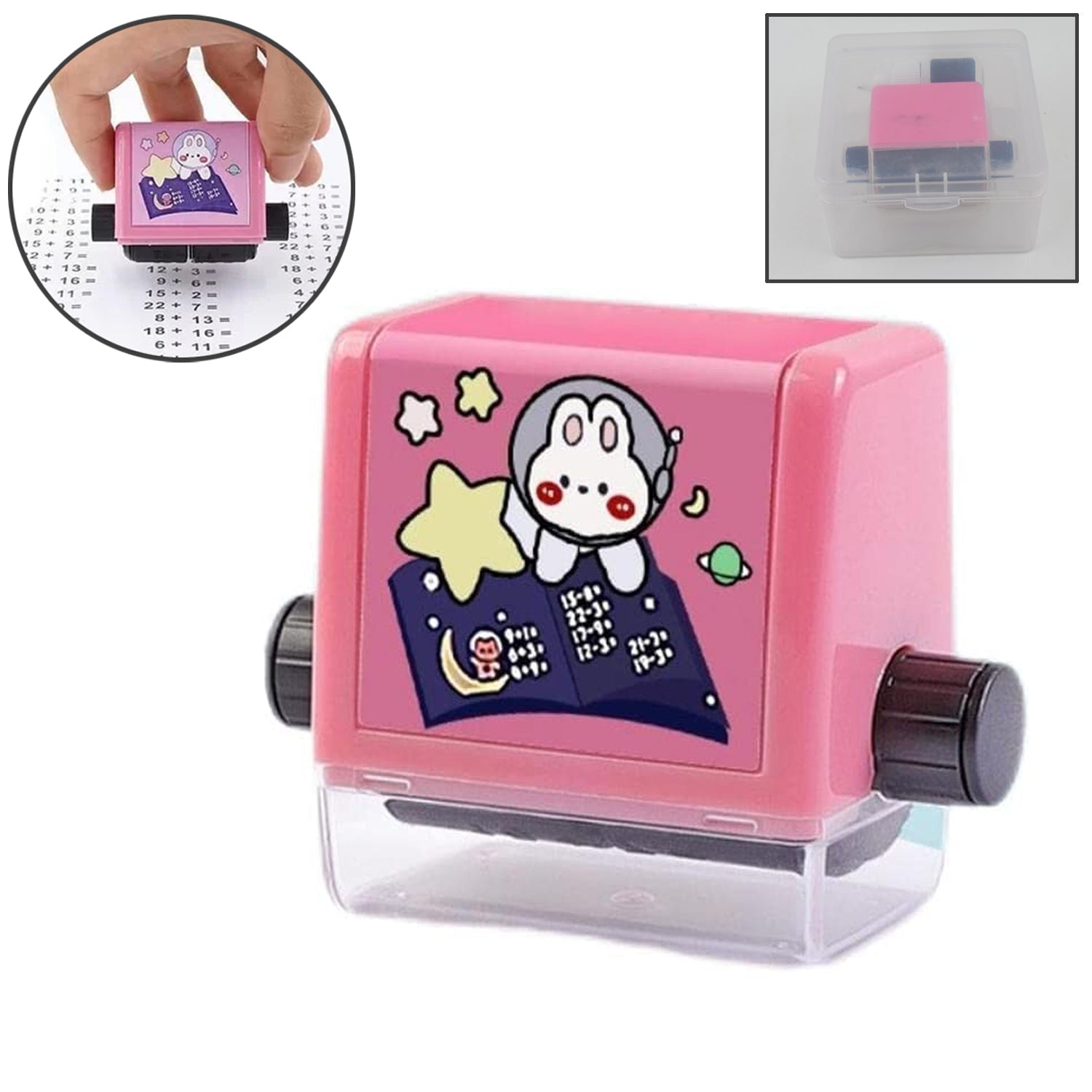 Compact math roller stamp, perfect for kids' learning activities.