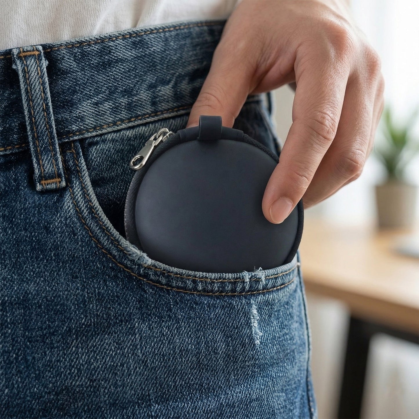 Portable zipper pouch for earbuds and small gadgets