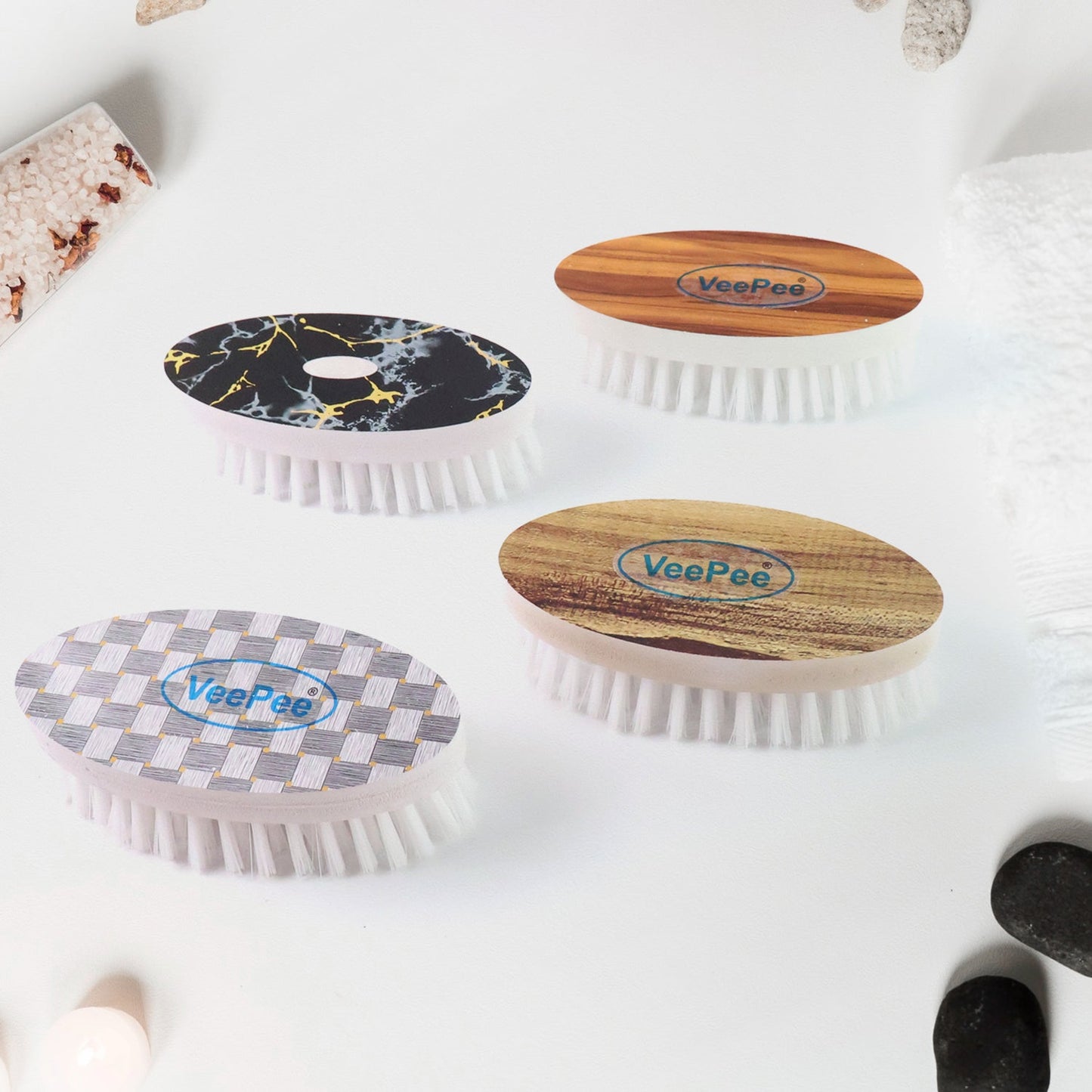Four-piece oval cloth washing brush set perfect for clothes and shoes