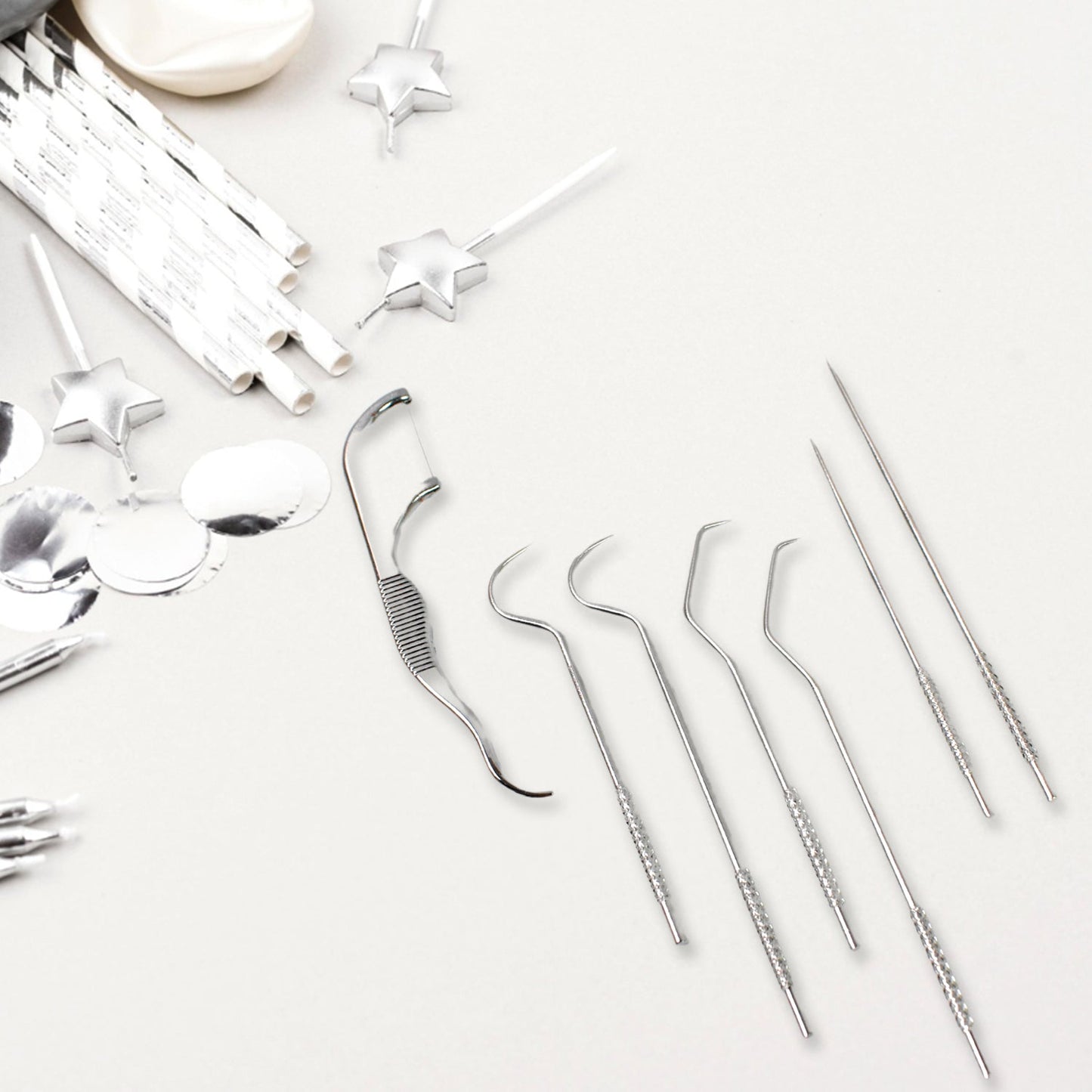 The compact AuriGlam 7-in-1 dental hygiene kit with all tools visible.