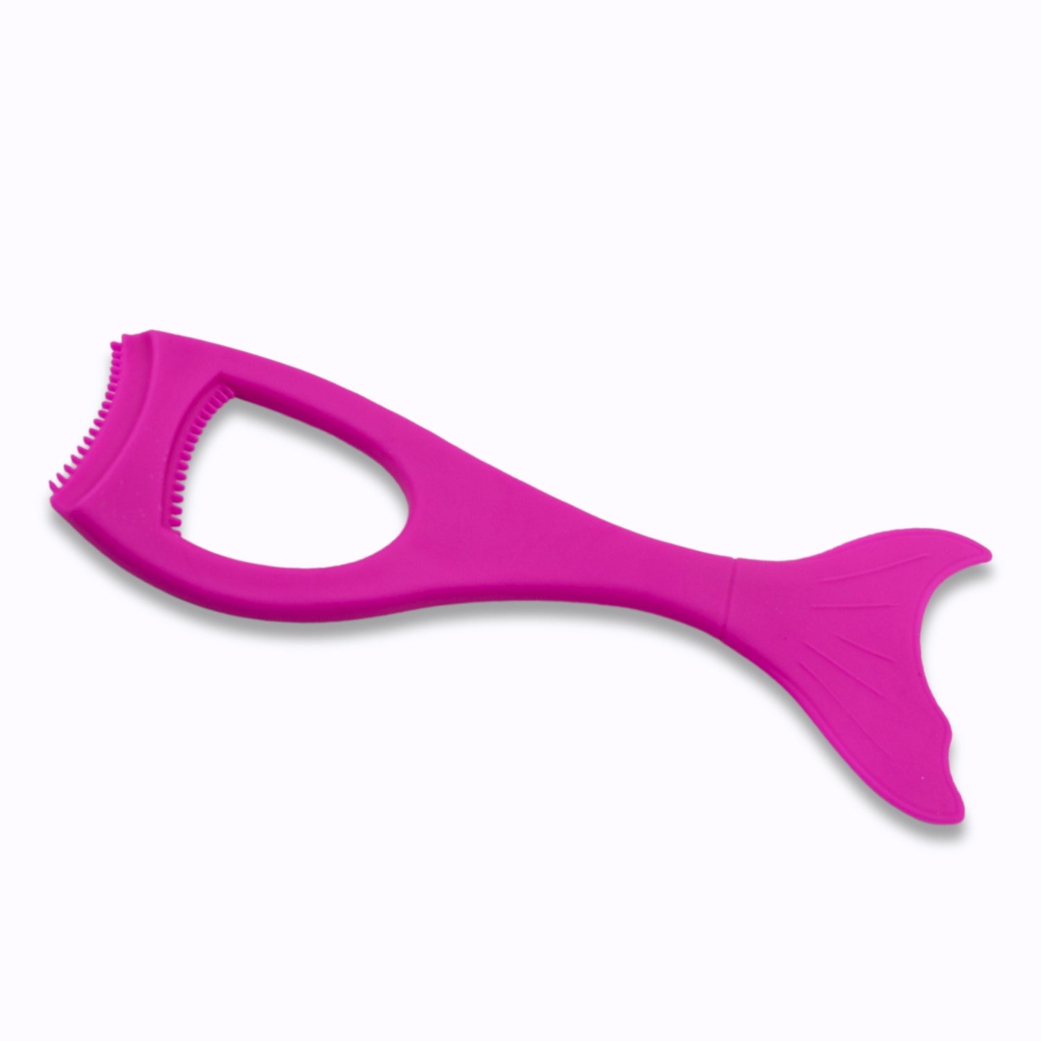 Detail view of the silicone eyelash curler and brush for defined lashes.
