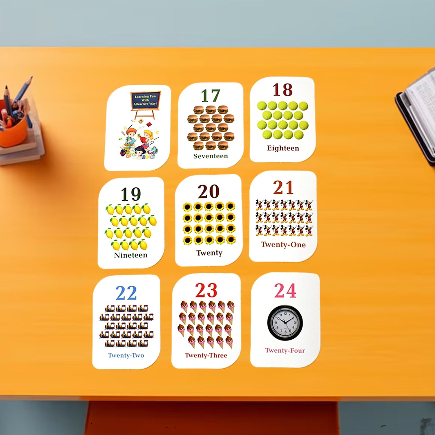 Early math learning laminated flashcards for toddlers