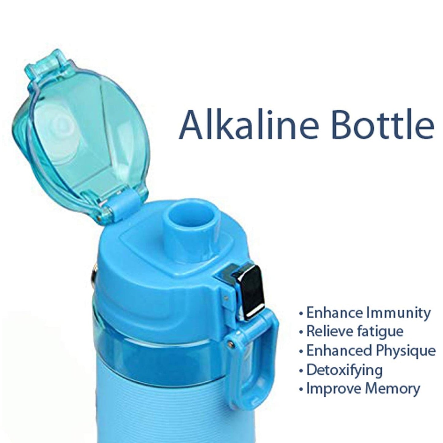 Close-up shot of the durable, food-grade plastic material of the alkaline water bottle.