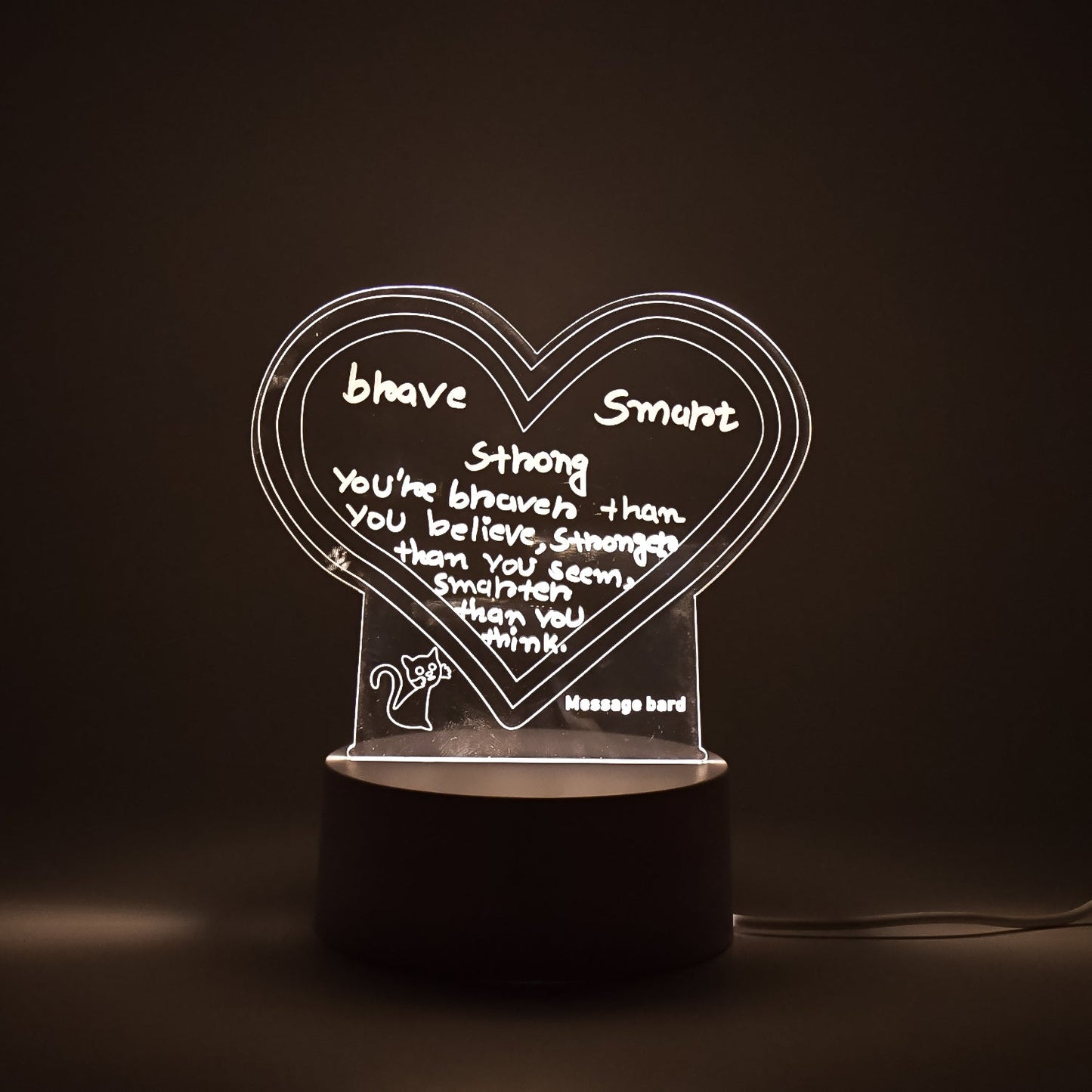 Visualization lamp with LED illumination glowing softly on a desk