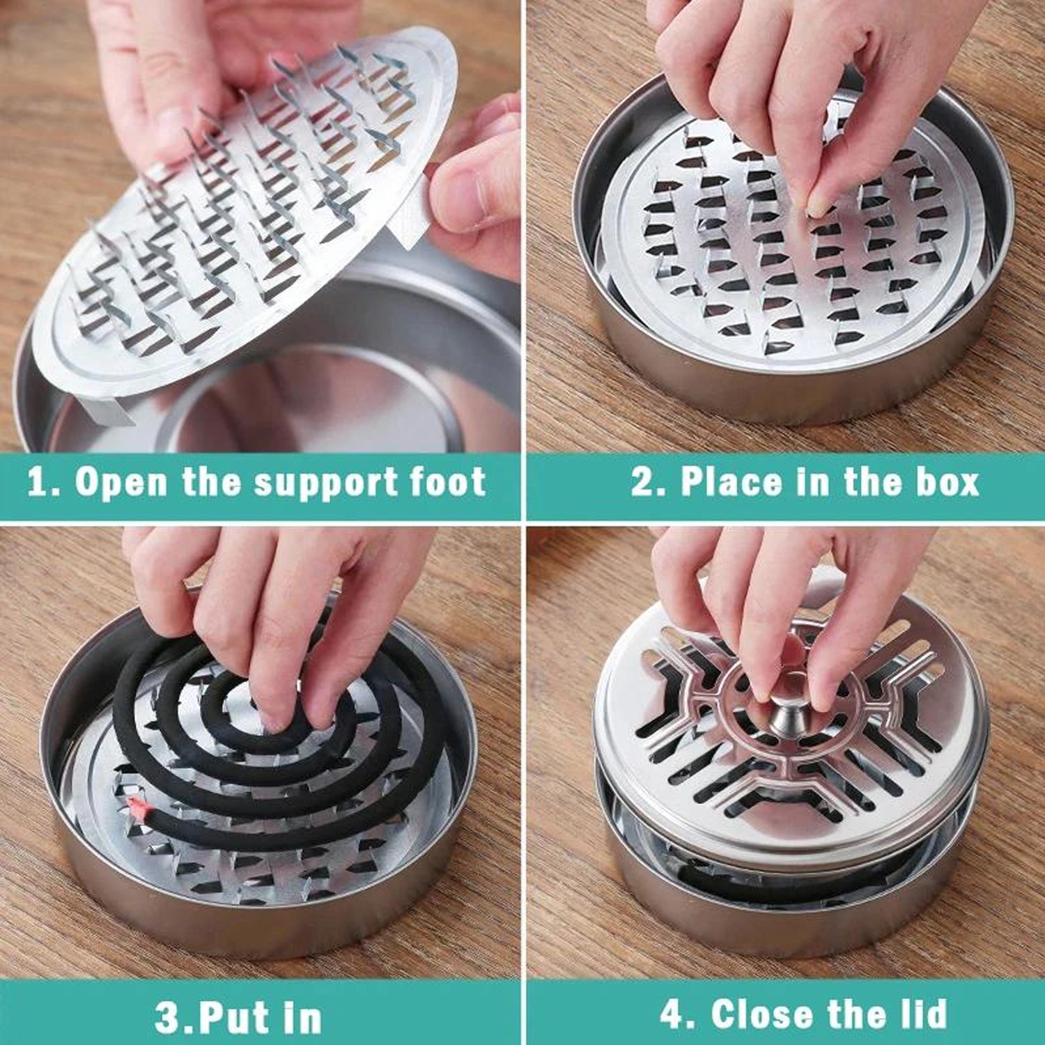 Durable metal mosquito coil tray holder made from stainless steel