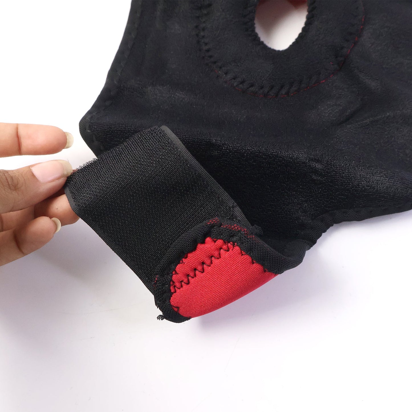 Close-up texture of neoprene elastic material of adjustable knee brace