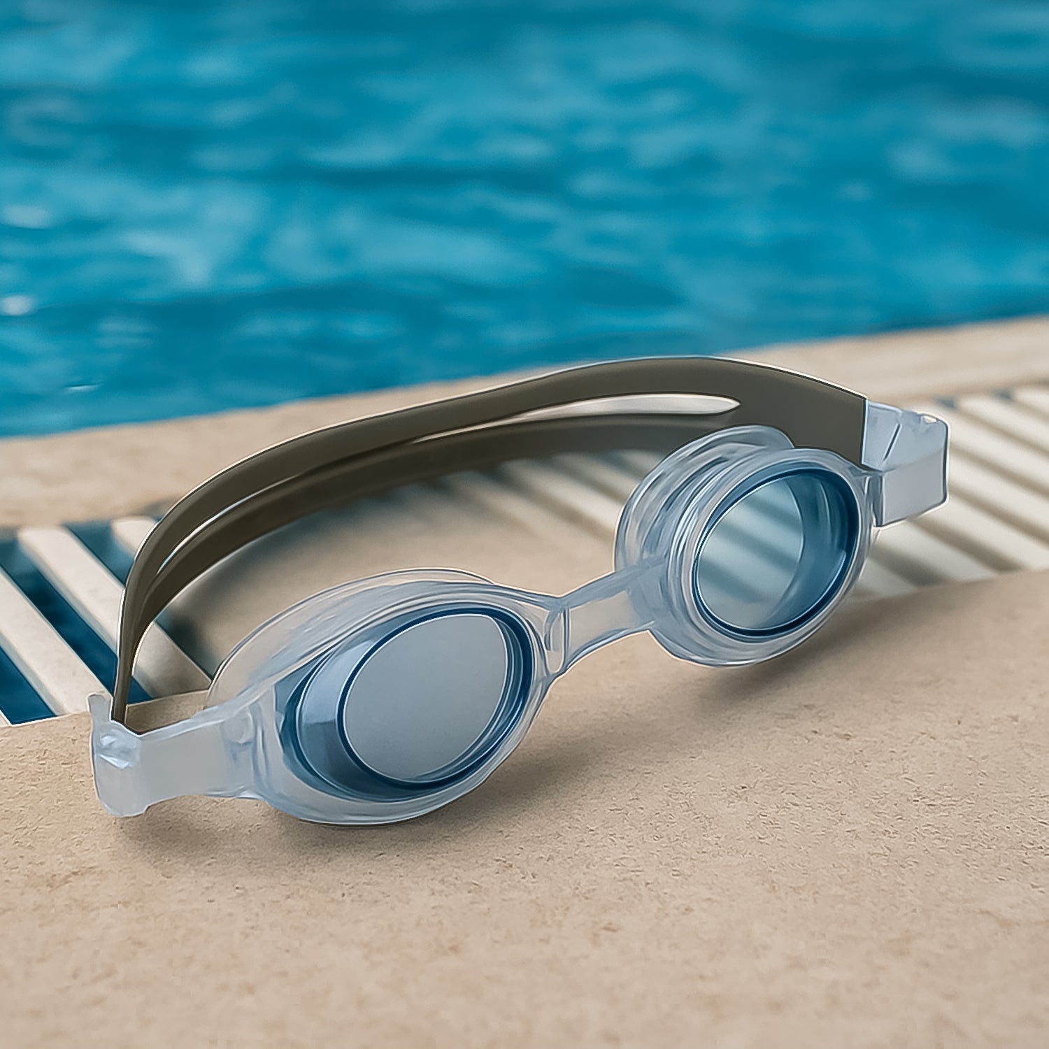 Clear swimming goggles with soft silicone seal by Konex