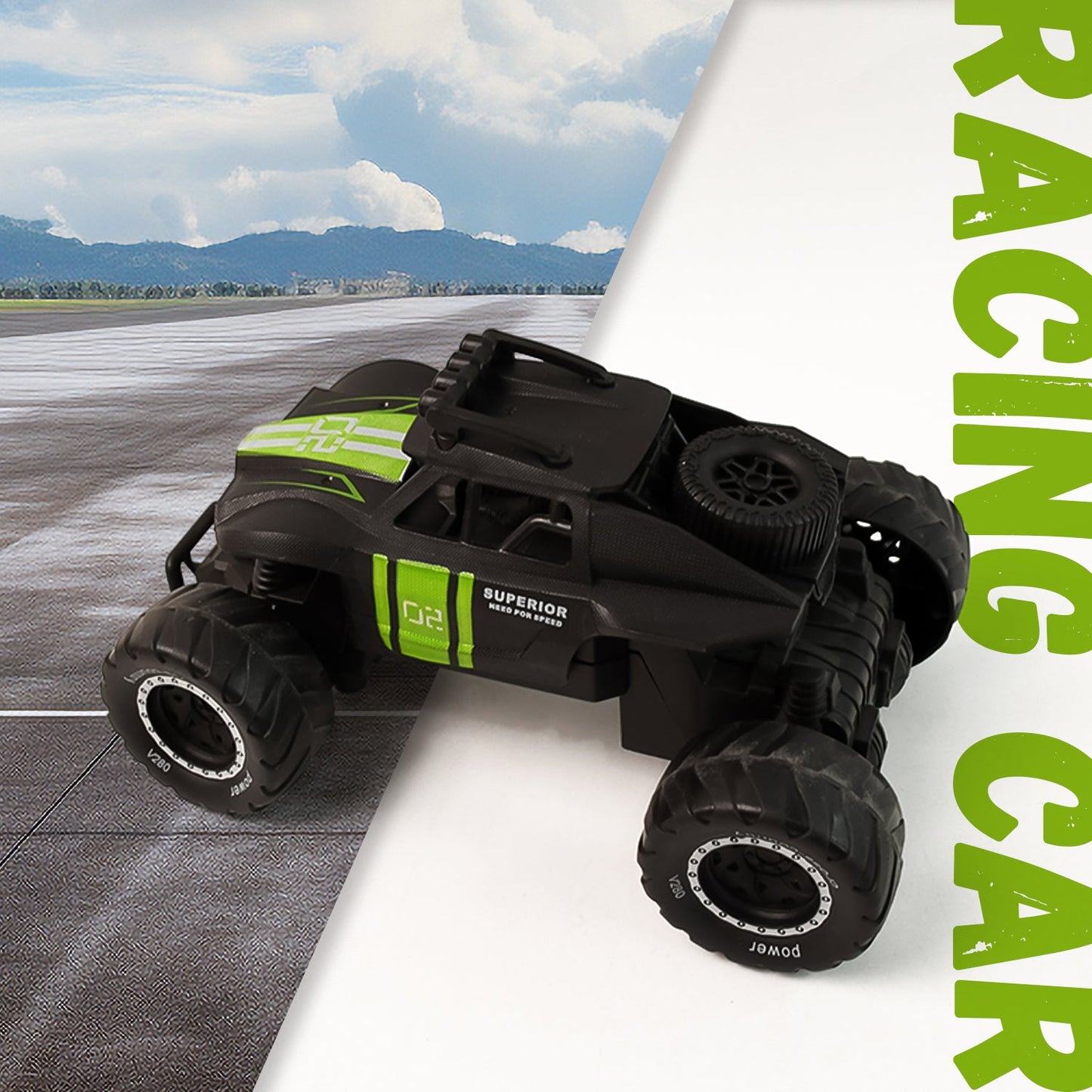 Action shot of Electroplay remote control monster truck toy in motion
