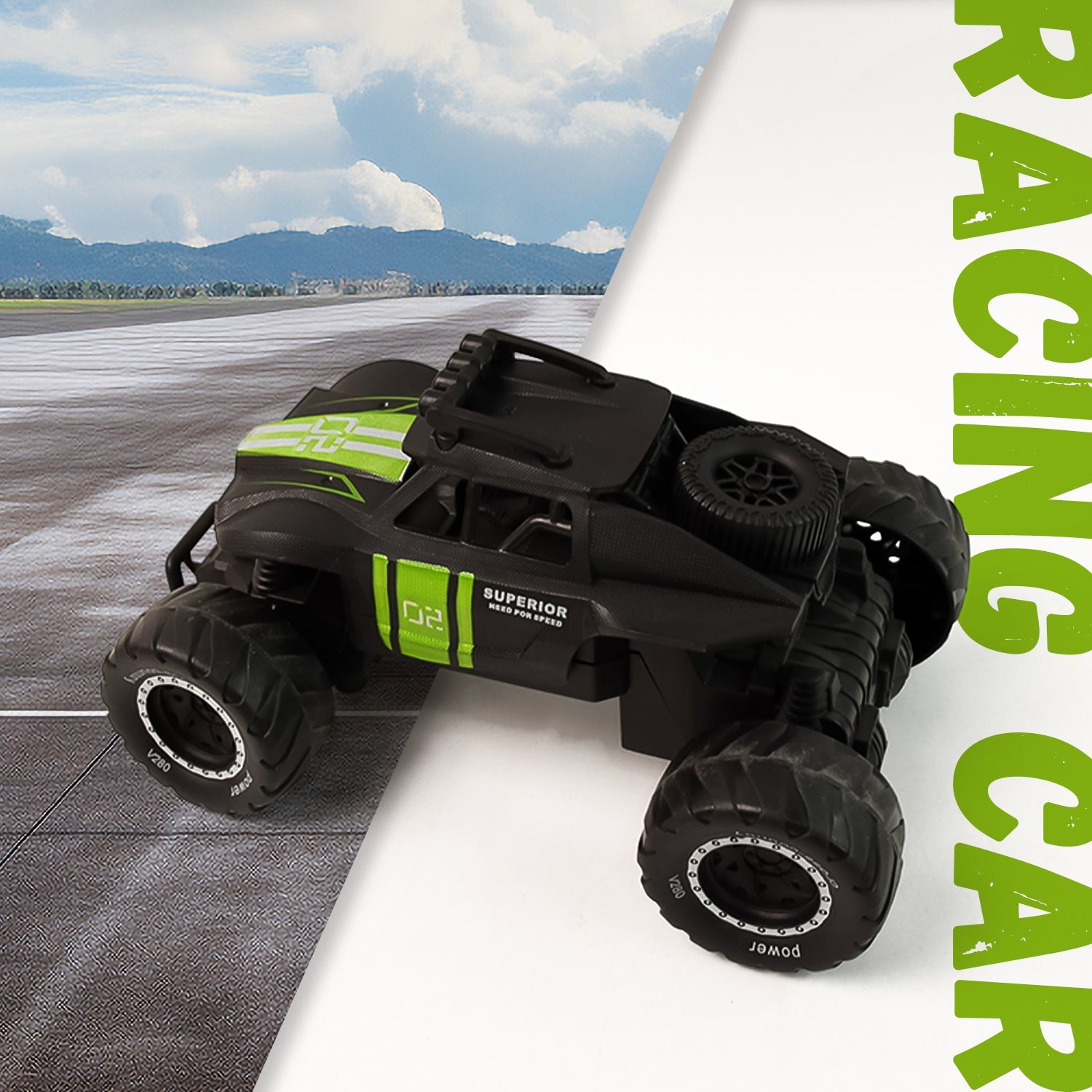 Action shot of Electroplay remote control monster truck toy in motion