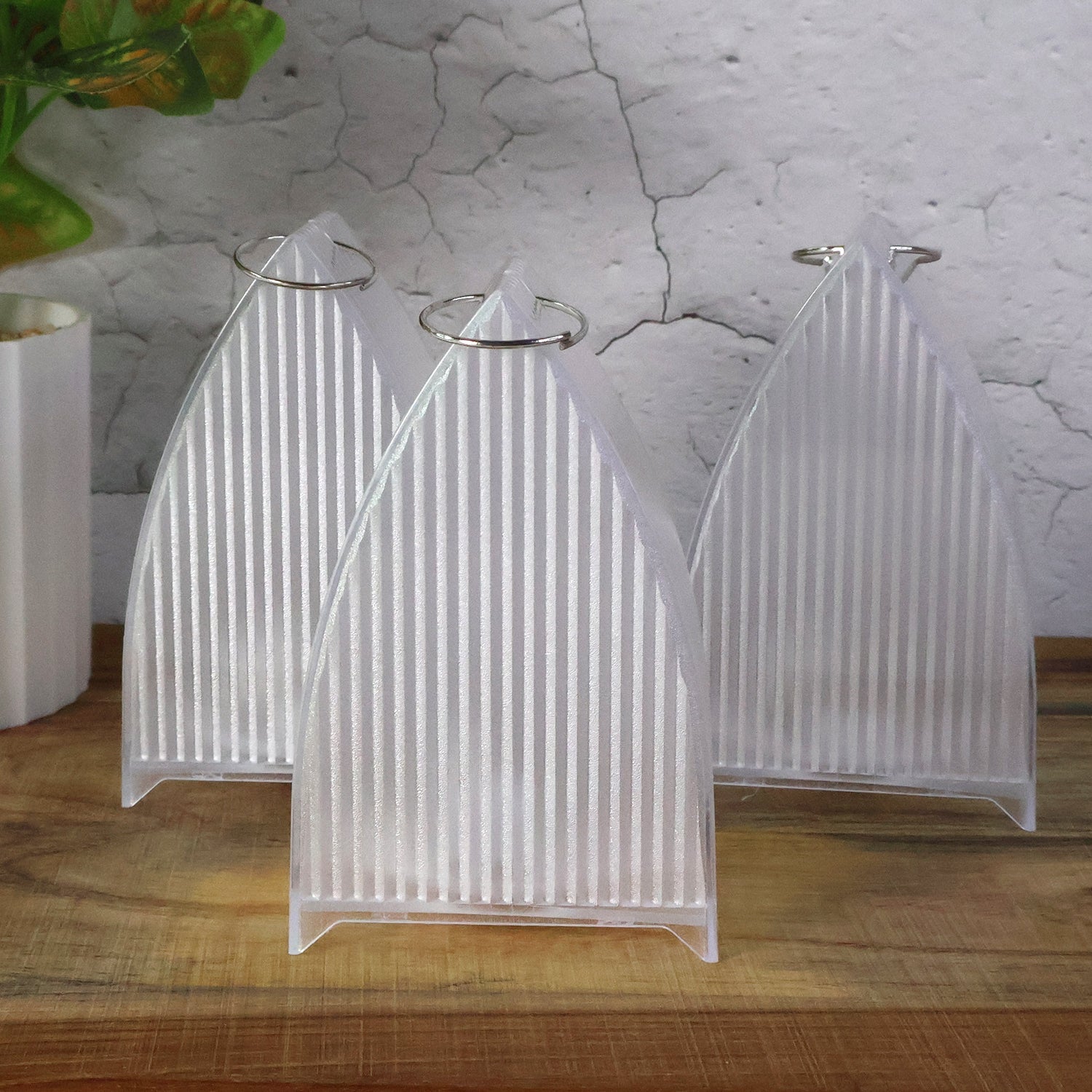 Triangular shaped LED lanterns with safe flameless light effect