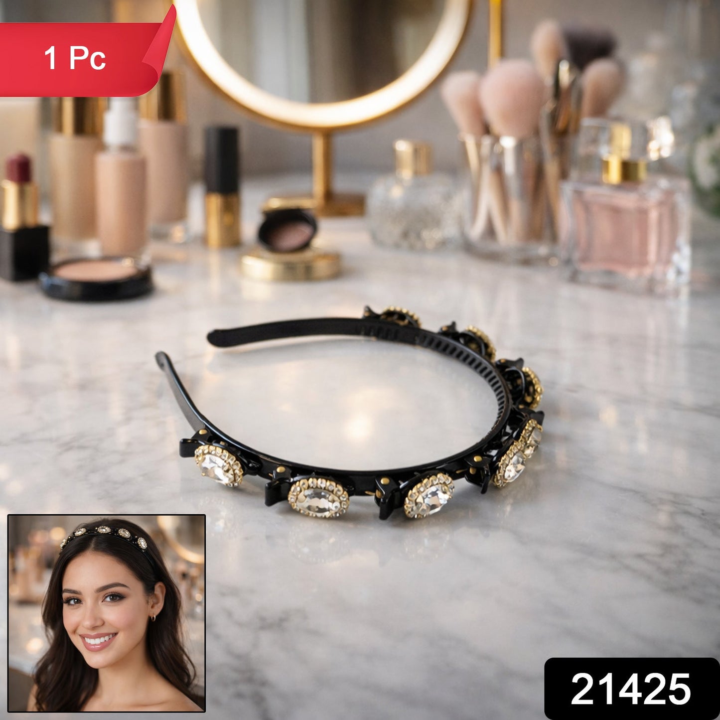 Premium crystal hairband with elegant design for daily and party wear