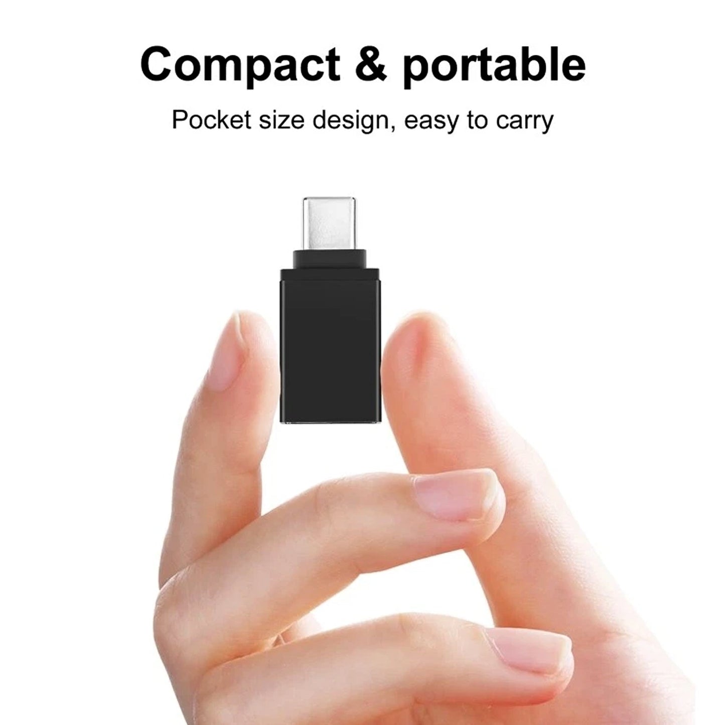 Detailed view of the Type-C OTG adapter's reversible connectors.