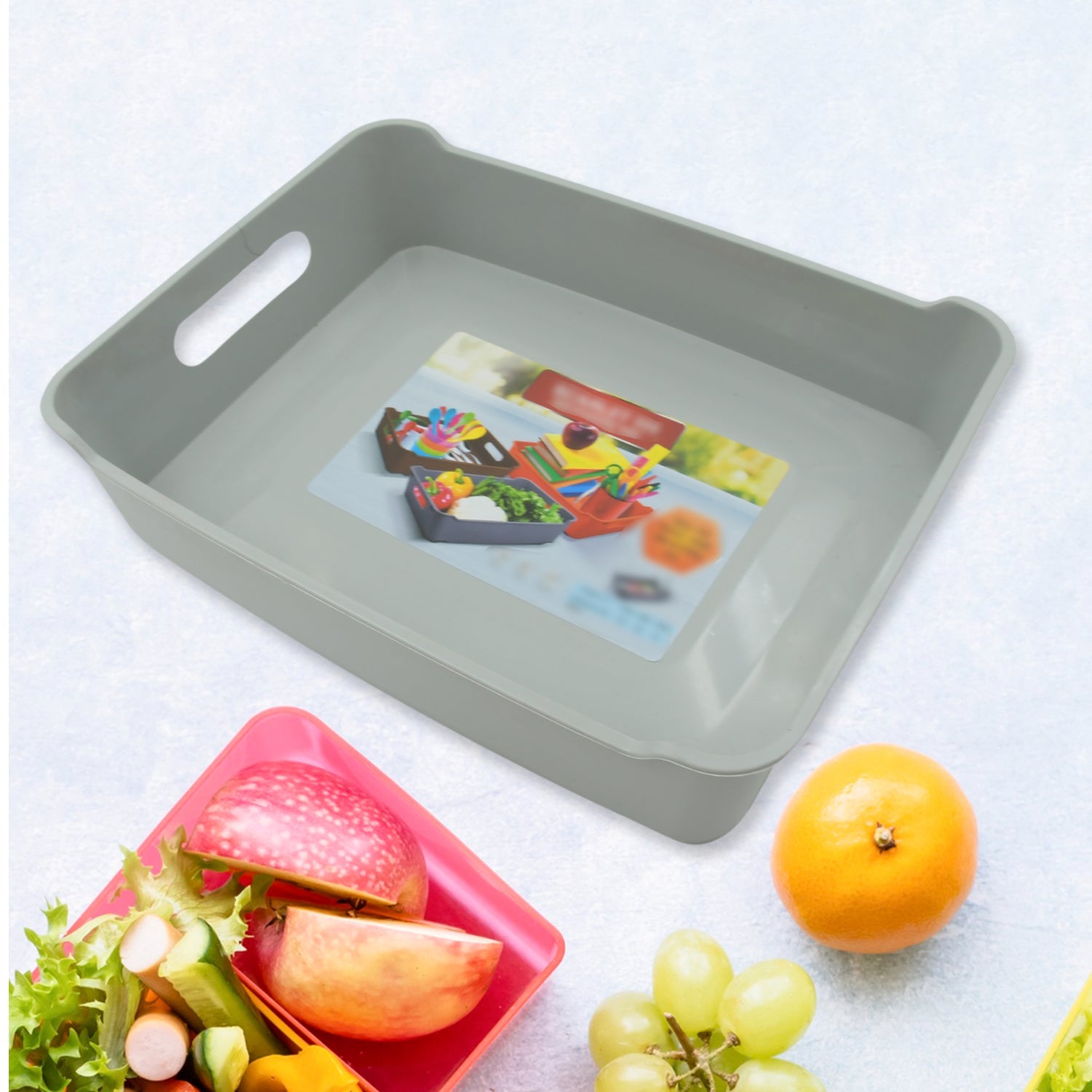Organivo multi-purpose plastic organizer trays stacked on a clean countertop