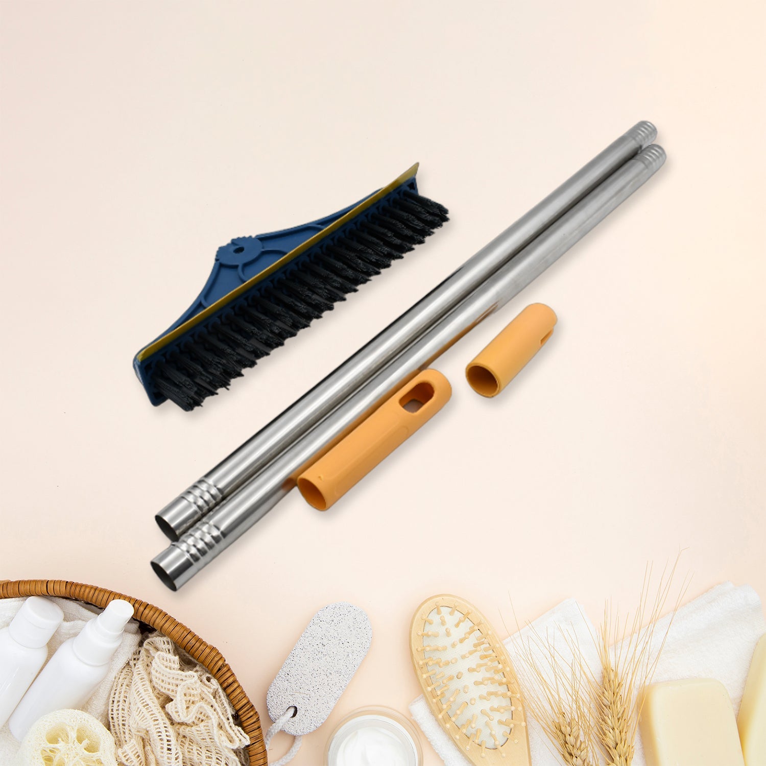 The complete long handle cleaning brush and wiper ready for use.