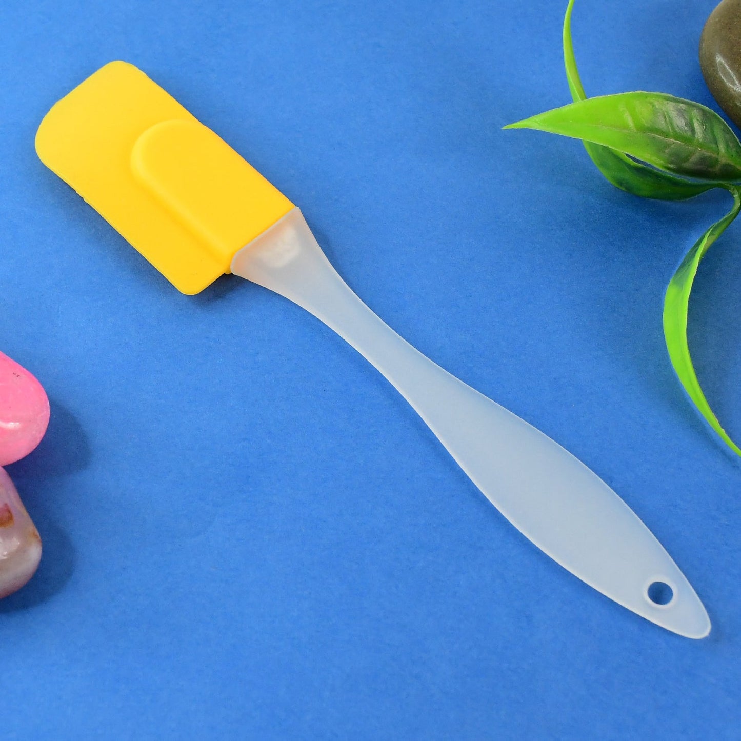 Detailed view of silicone cooking spatula head and handle