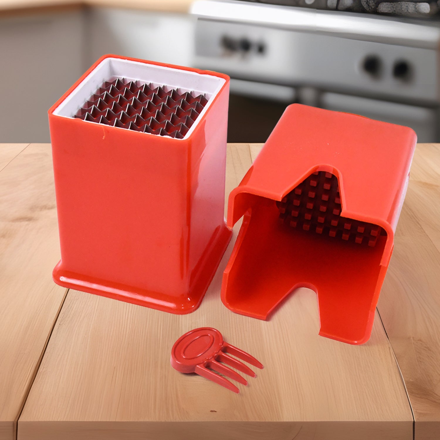 Compact kitchen slicer used for making homemade potato chips and fries