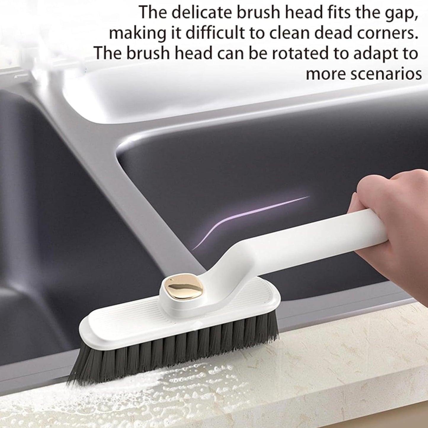 SpinSweep 360 rotating brush effectively cleans tight floor corners
