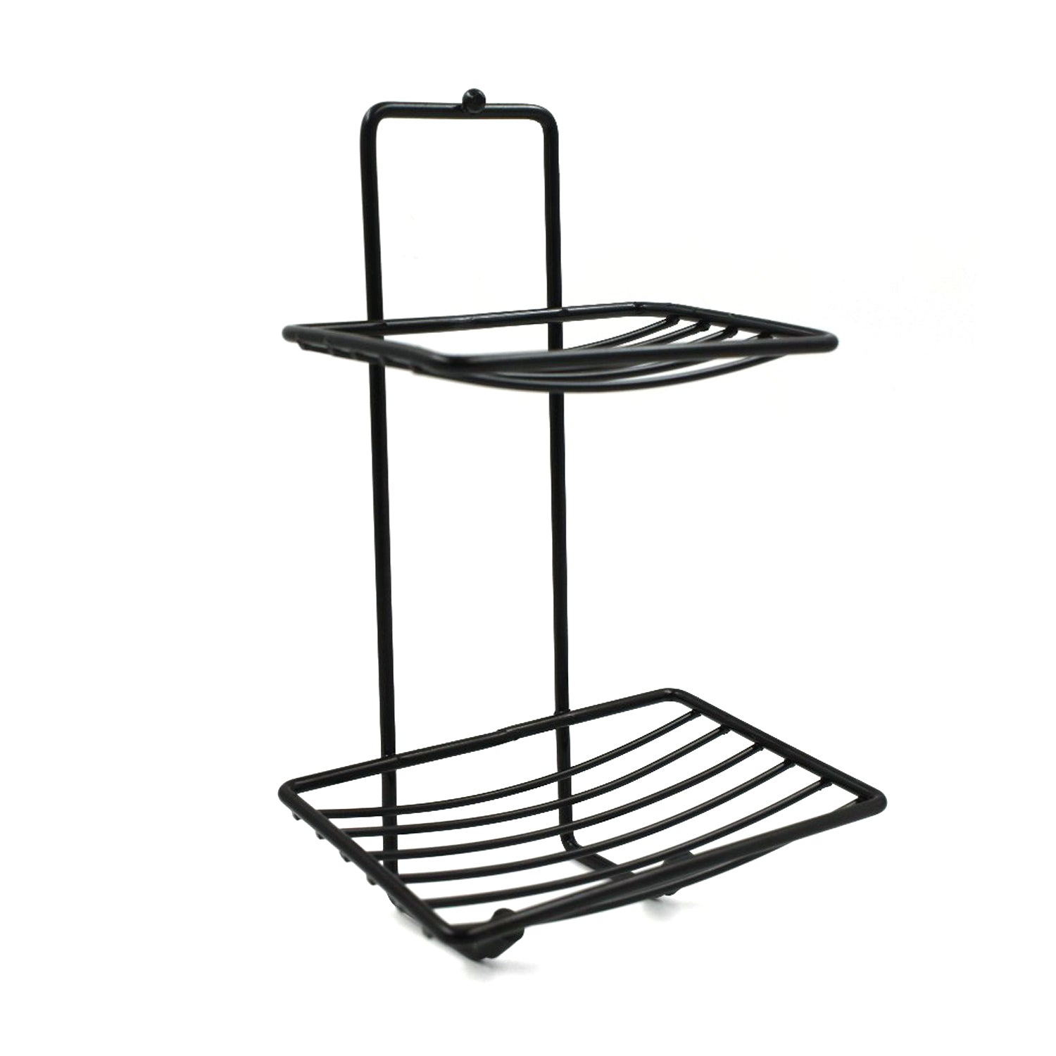 Elegant 2-tier stainless steel soap rack, perfect for bathroom organization.