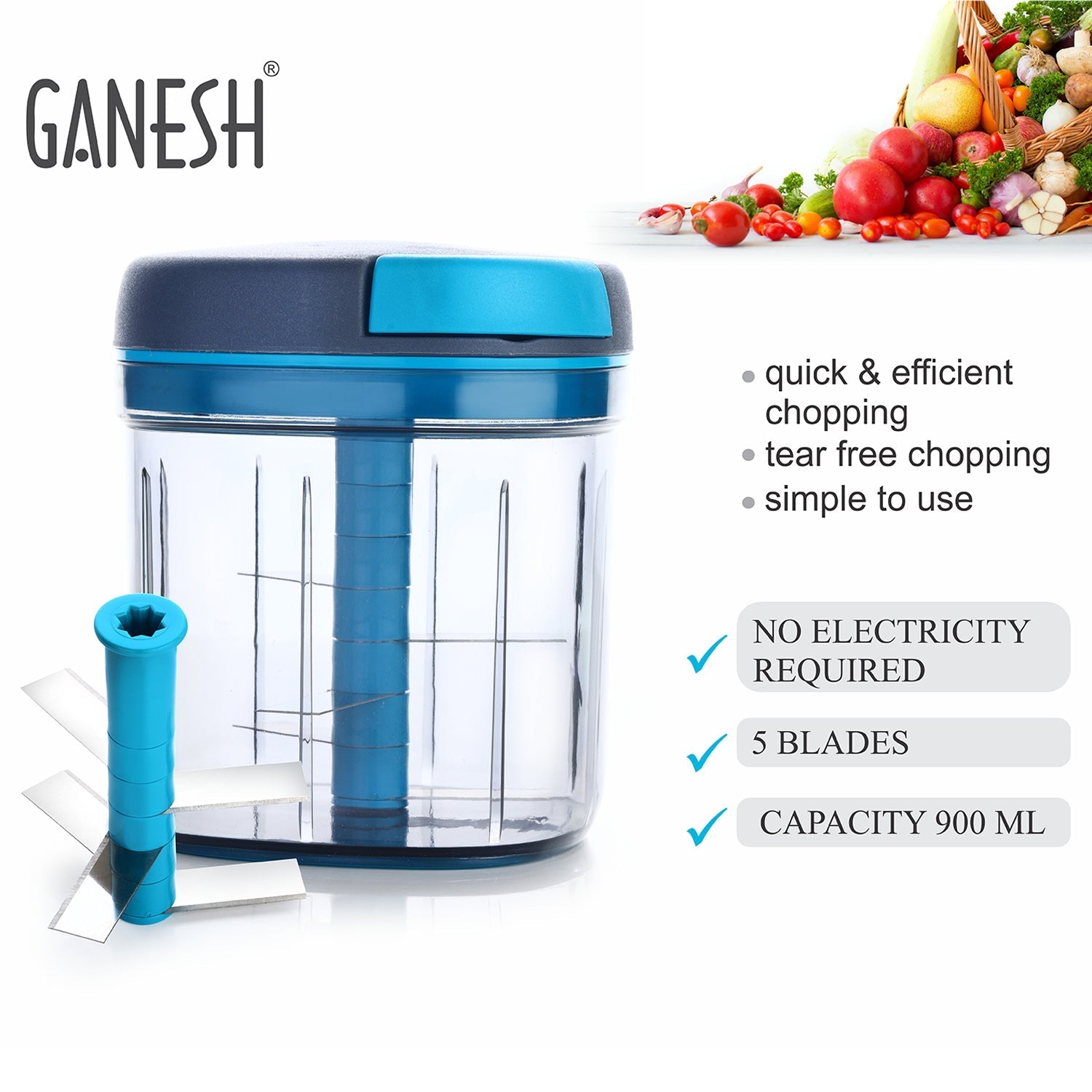 Ganesh Master Chopper in a kitchen setting, ready for quick food preparation.