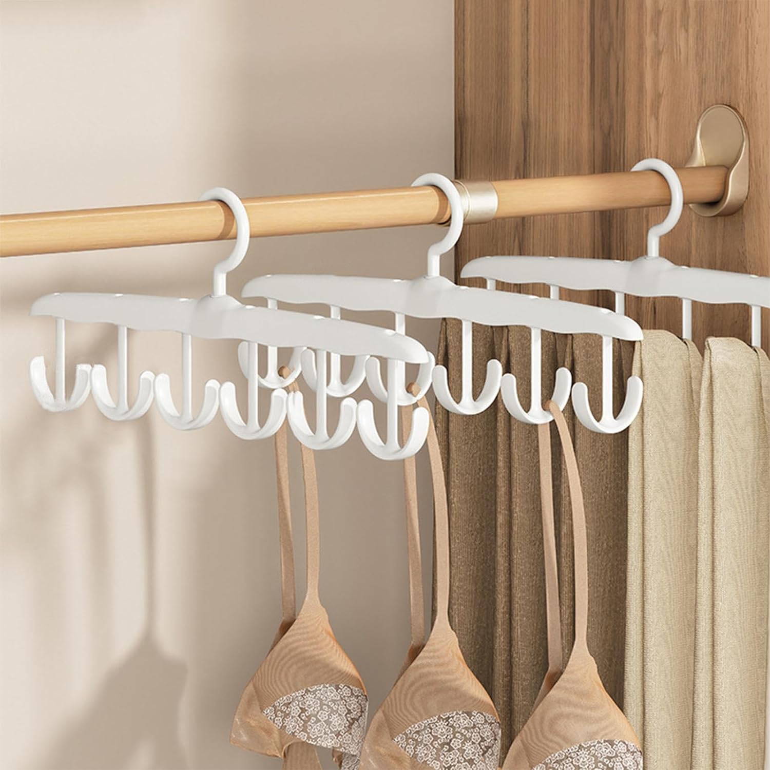 Variety of tank tops neatly displayed on the 12-hook rotatable hanger.
