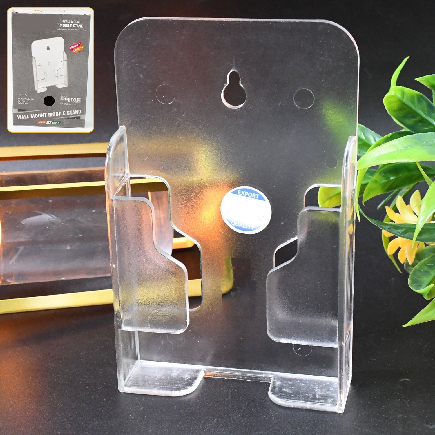 Wall Mount Mobile Holder in sleek black, presented front view.