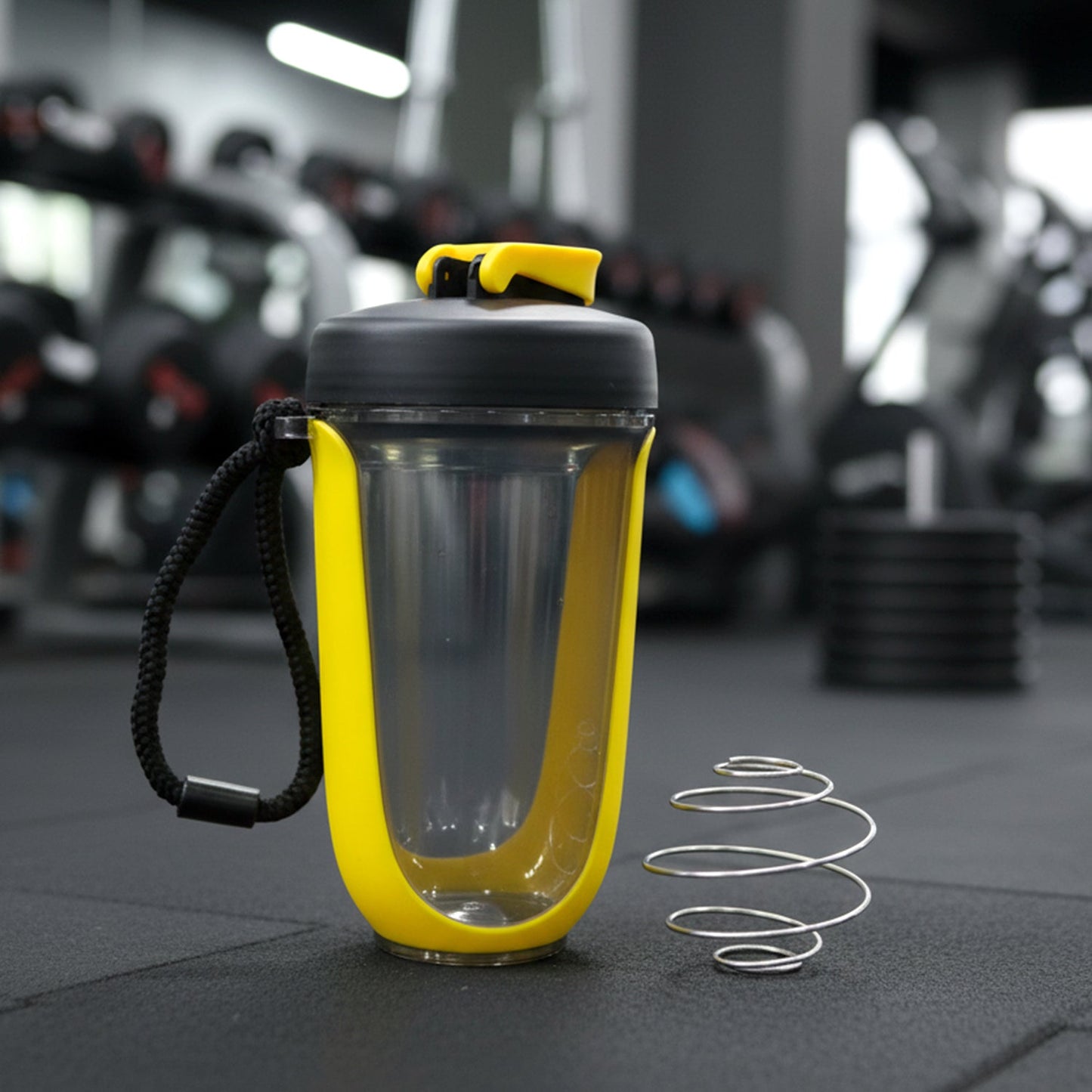 Durable plastic fitness shaker bottle ideal for protein shakes and smoothies
