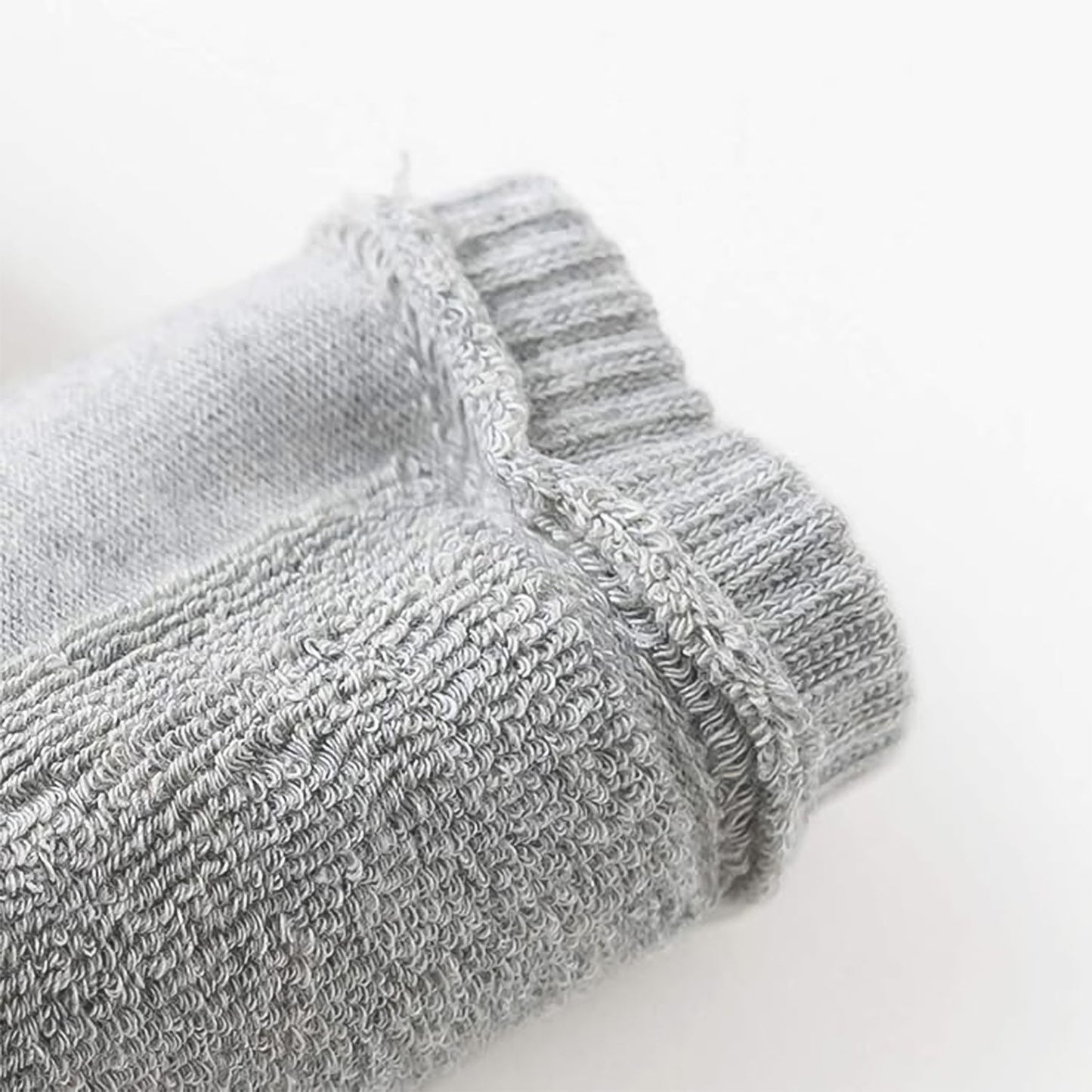 Grey toddler wool knit knee protectors ideal for crawling and play activities