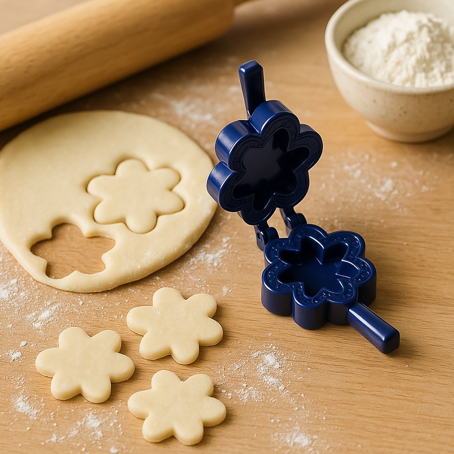 Assorted plastic snack mould set with various shapes for festive treats.