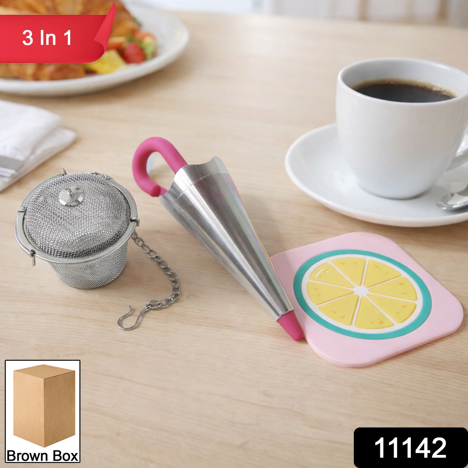 Heat resistant cup coaster from the tea & coffee accessories set to protect surfaces