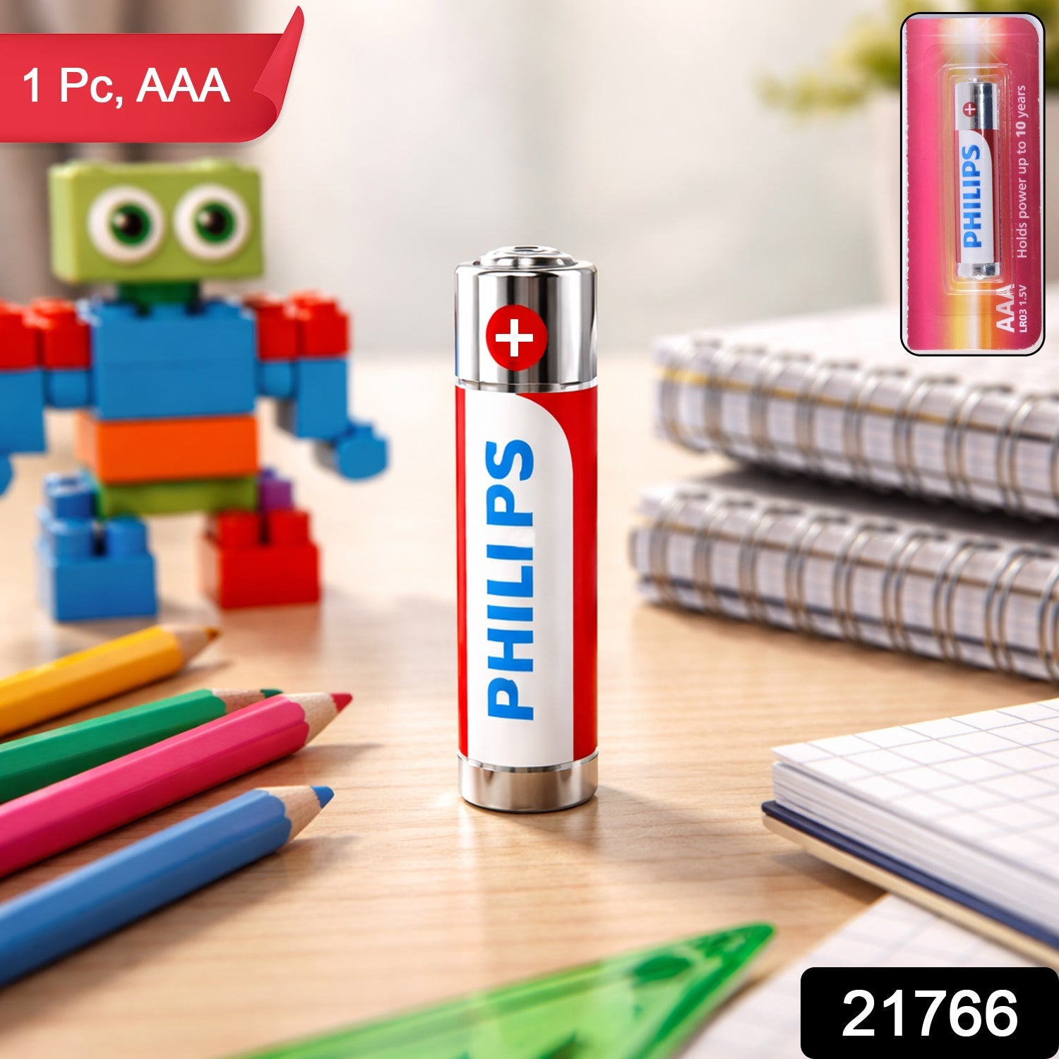 Close-up view of a AAA battery suitable for toys and remotes